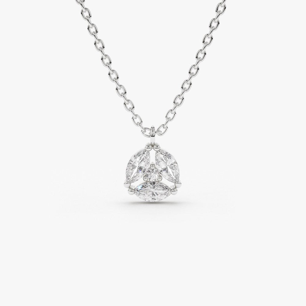 OBFJ1798 - Marquise Diamond Cluster Necklace necklace in selectable metal and diamond options - Roselle Jewelry view 5