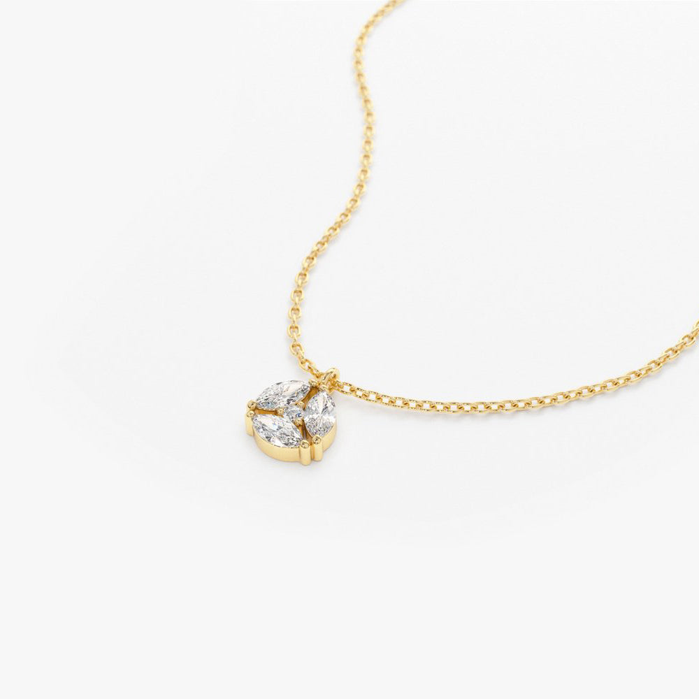 OBFJ1798 - Marquise Diamond Cluster Necklace necklace in selectable metal and diamond options - Roselle Jewelry view 6
