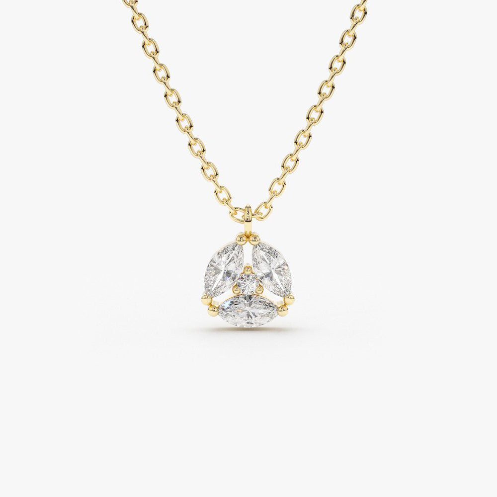 OBFJ1798 - Marquise Diamond Cluster Necklace necklace in selectable metal and diamond options - Roselle Jewelry view 1