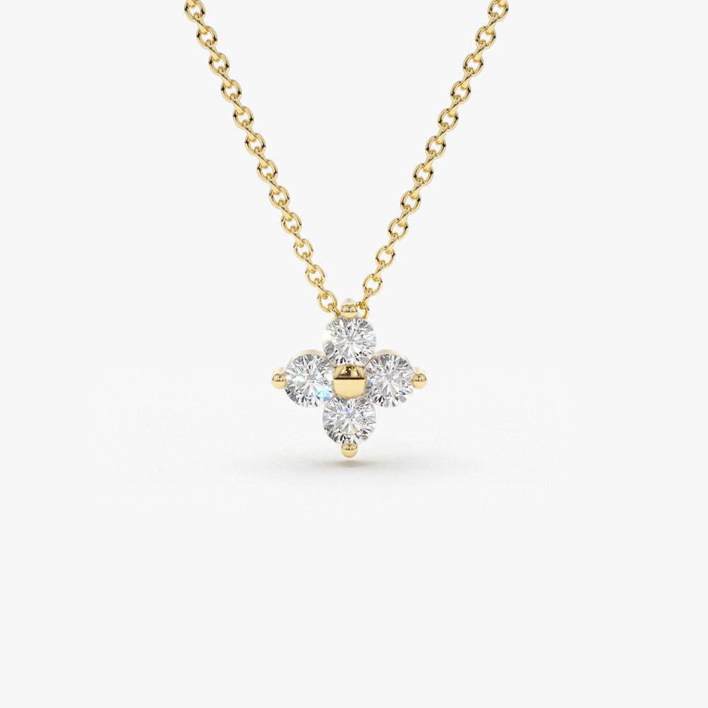 OBFJ1880 - Diamond Clover Necklace necklace in selectable metal and diamond options - Roselle Jewelry view 1