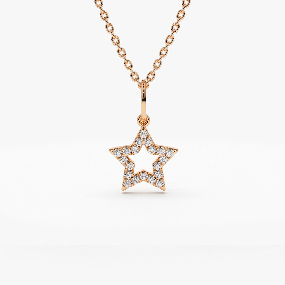 OBFJ1941 - Super Star Diamond Layering Necklace necklace in selectable metal and diamond options - Roselle Jewelry view 5