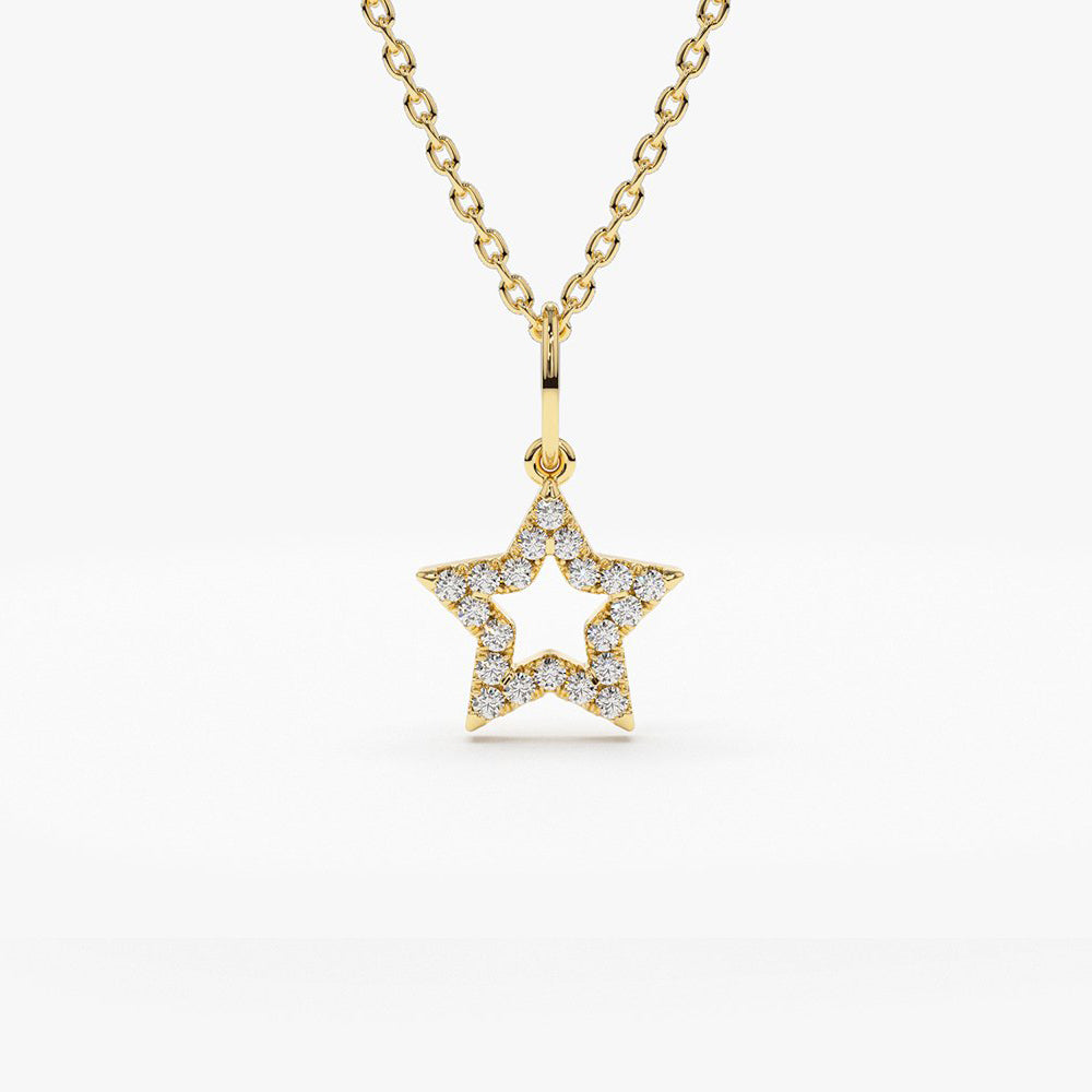 OBFJ1941 - Super Star Diamond Layering Necklace necklace in selectable metal and diamond options - Roselle Jewelry view 1