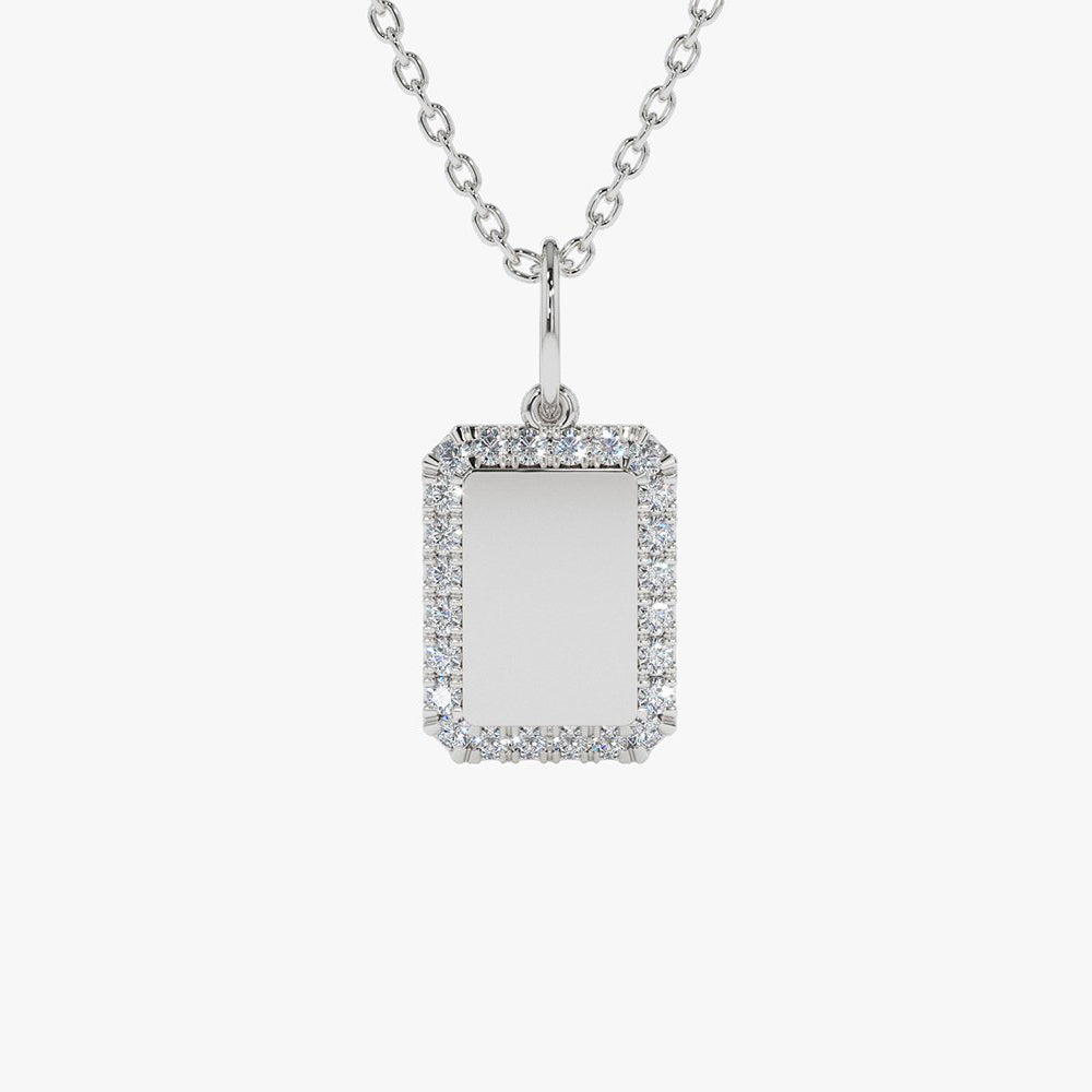 OBFJ1994 - 14K Gold Diamond Tag Initial Necklace 8