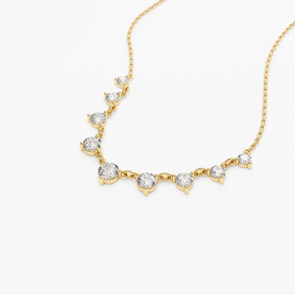 OBFJ2028 - 1.05 ctw Solitaire Diamond Graduating Necklace necklace in selectable metal and diamond options - Roselle Jewelry view 7