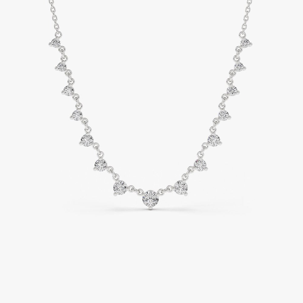 OBFJ2029 - 0.85 ctw Solitaire Diamond Graduating Necklace necklace in selectable metal and diamond options - Roselle Jewelry view 5