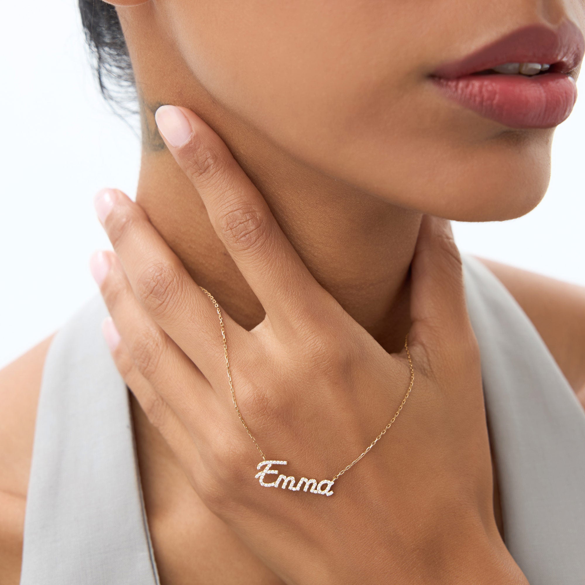 OBFJ1075 - 14k Personalized Diamond Name Necklace 5