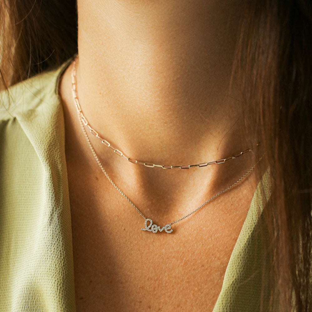OBFJ0115 - 14k Rose Gold Diamond Love Necklace 5