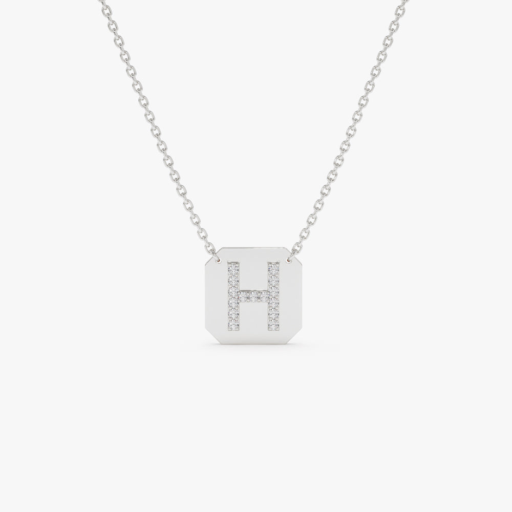 OBFJ2077 - Solid Gold Diamond Letter Necklace necklace in selectable metal and diamond options - Roselle Jewelry view 8
