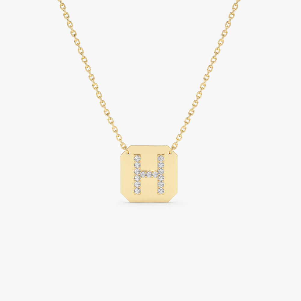 OBFJ2077 - Solid Gold Diamond Letter Necklace necklace in selectable metal and diamond options - Roselle Jewelry view 1
