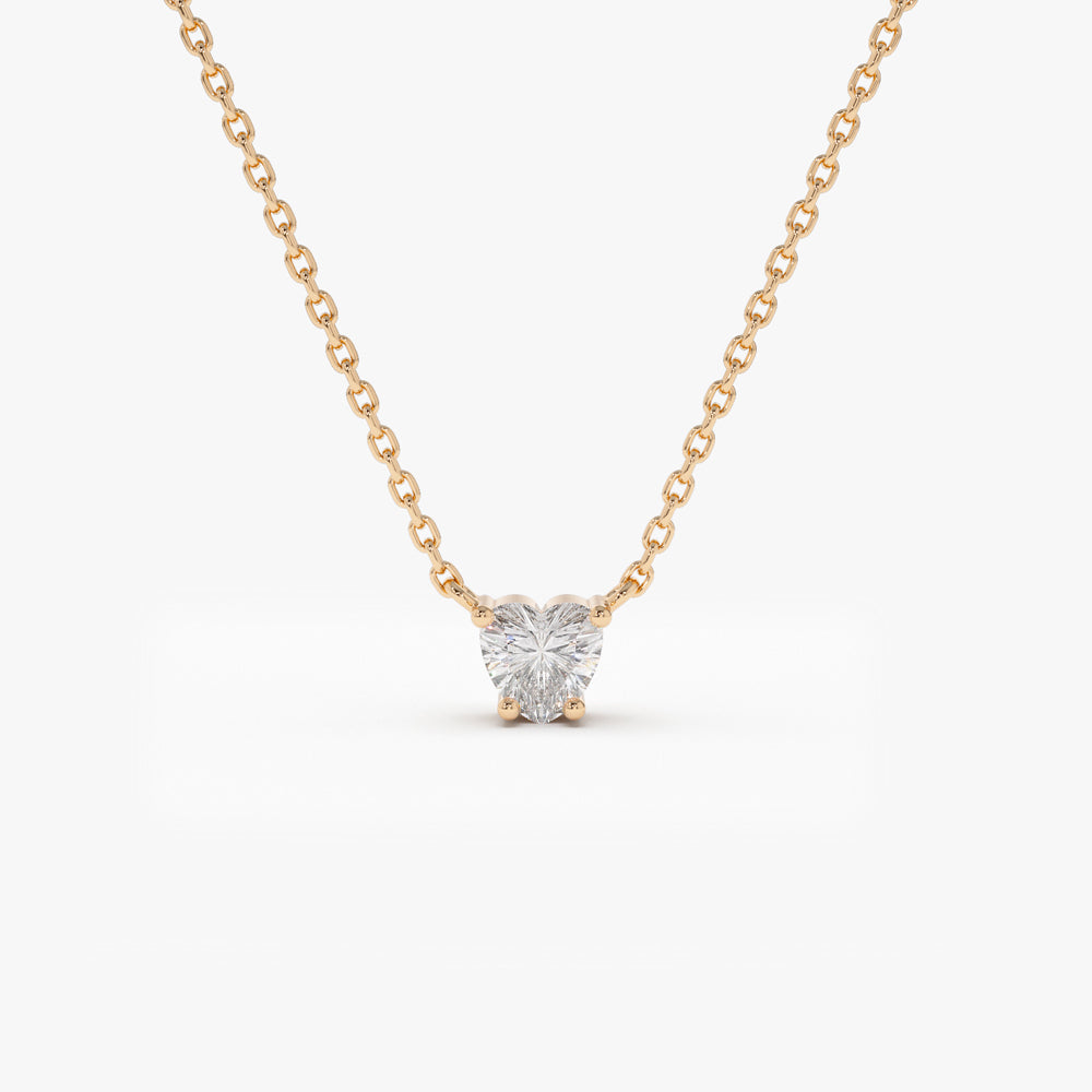 OBFJ2185 - Heart-Shape Diamond Necklace necklace in selectable metal and diamond options - Roselle Jewelry view 4