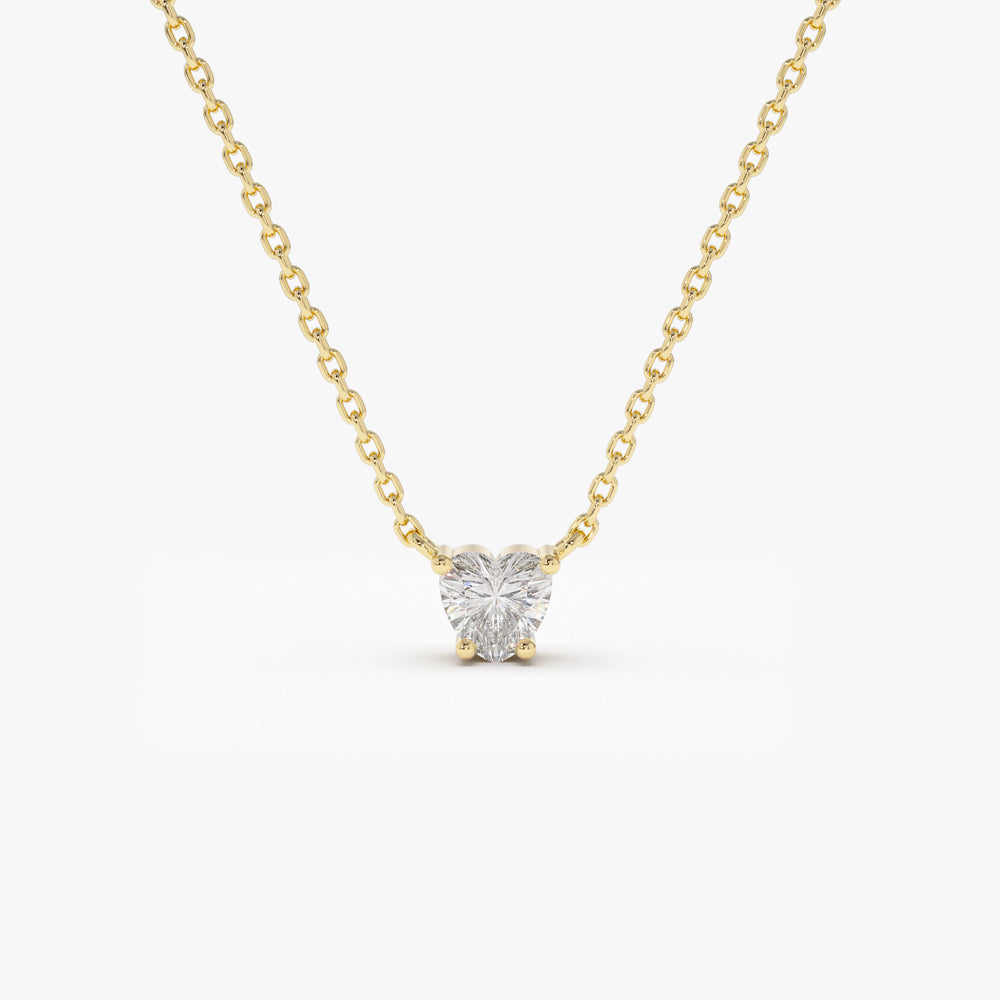 OBFJ2185 - Heart-Shape Diamond Necklace necklace in selectable metal and diamond options - Roselle Jewelry view 1