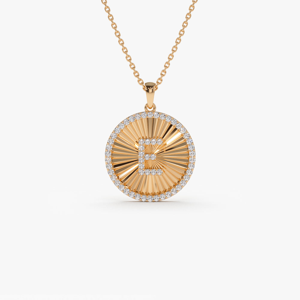 OBFJ2220 - Diamond Initial Ballerina Disc Necklace necklace in selectable metal and diamond options - Roselle Jewelry view 6