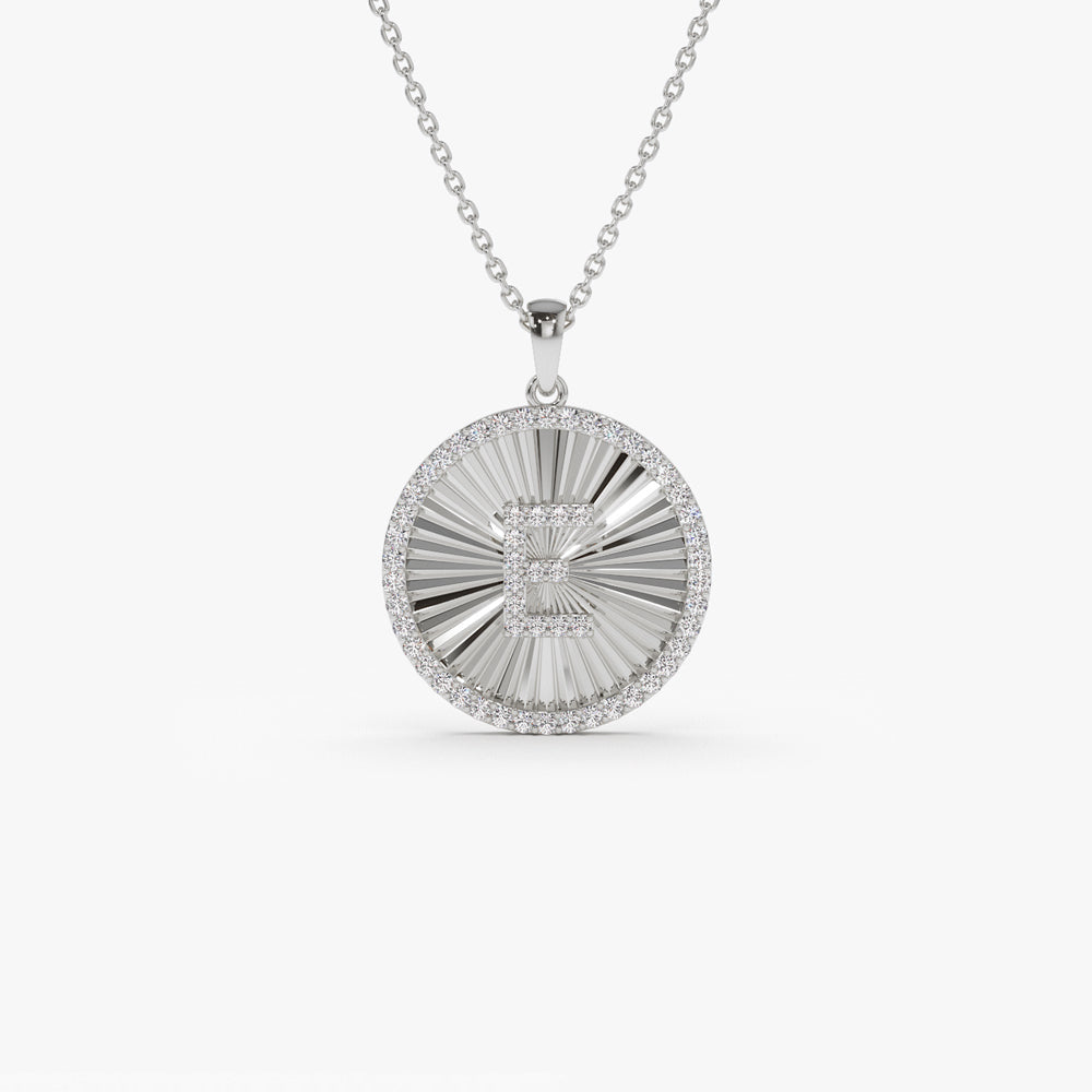 OBFJ2220 - Diamond Initial Ballerina Disc Necklace necklace in selectable metal and diamond options - Roselle Jewelry view 7