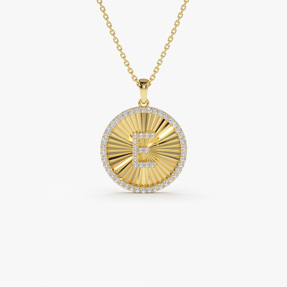 OBFJ2220 - Diamond Initial Ballerina Disc Necklace necklace in selectable metal and diamond options - Roselle Jewelry view 1