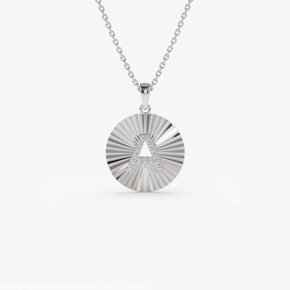 OBFJ2221 - Sparkle Disc Diamond Initial Necklace necklace in selectable metal and diamond options - Roselle Jewelry view 5