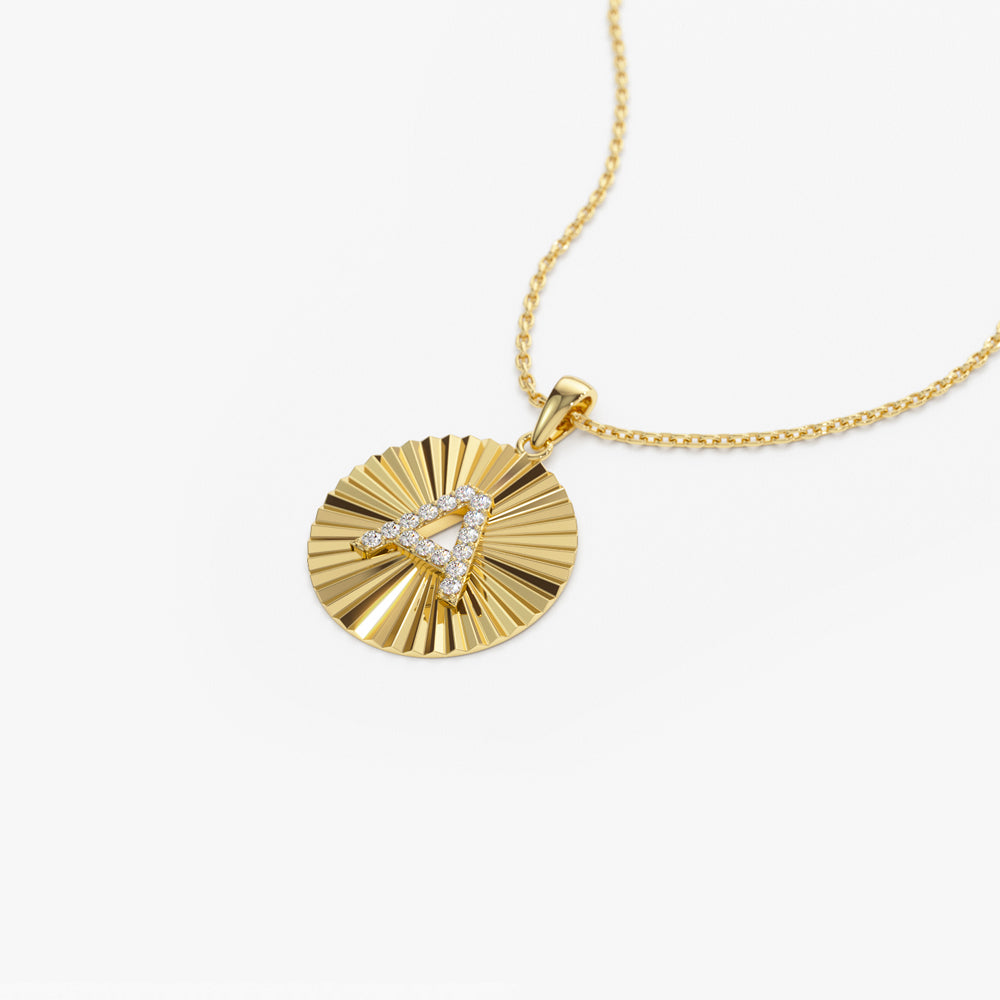OBFJ2221 - Sparkle Disc Diamond Initial Necklace necklace in selectable metal and diamond options - Roselle Jewelry view 6