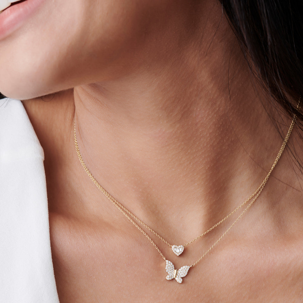 OBFJ2264 - Pave Diamond Butterfly Pendant Necklace necklace in selectable metal and diamond options - Roselle Jewelry view 6