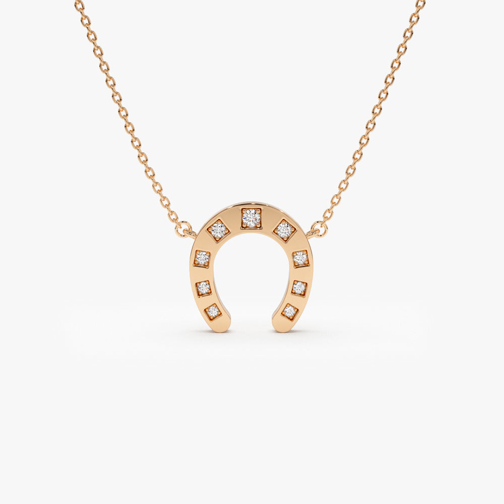 OBFJ1487 - 14k Good Luck Diamond Horseshoe Necklace 3