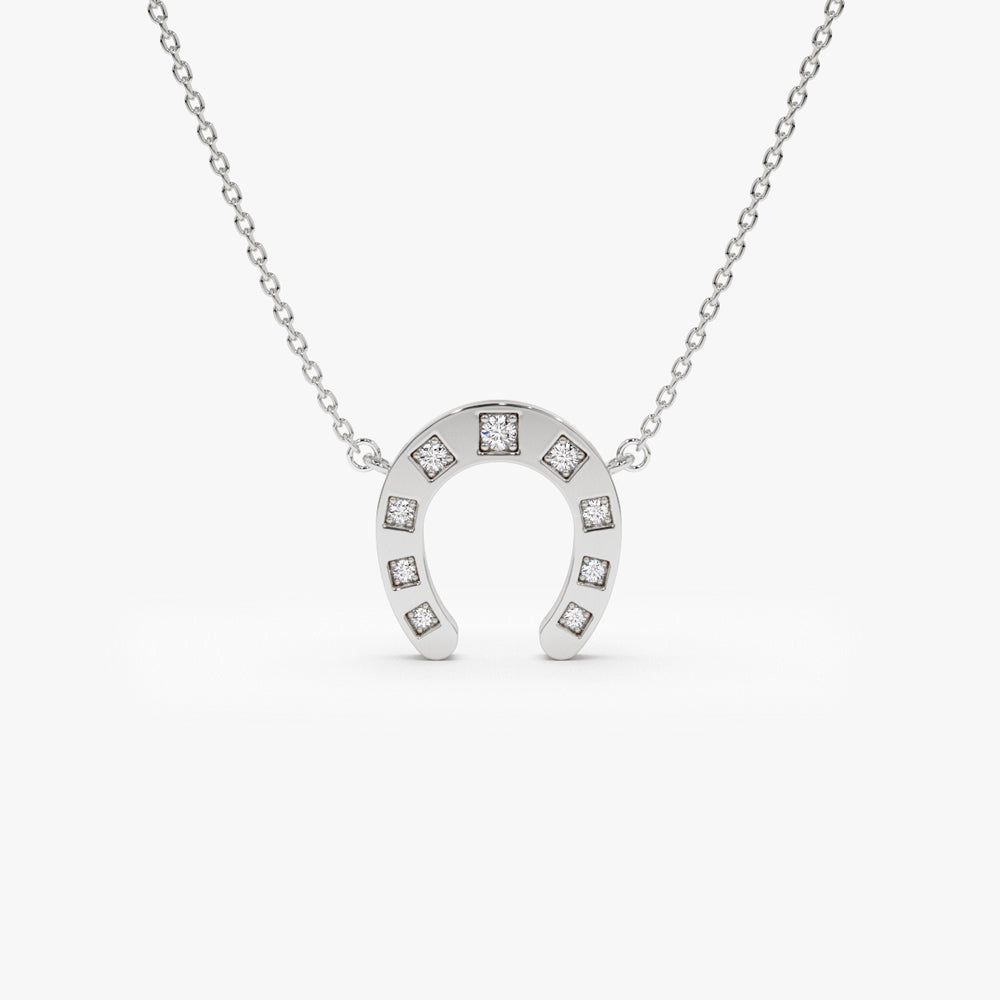 OBFJ1487 - 14k Good Luck Diamond Horseshoe Necklace 4