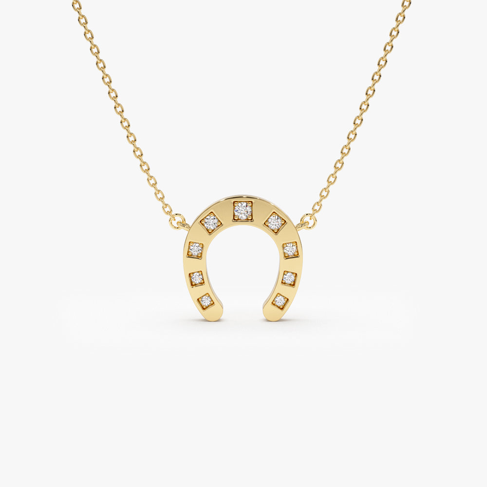 OBFJ1487 - 14k Good Luck Diamond Horseshoe Necklace 1