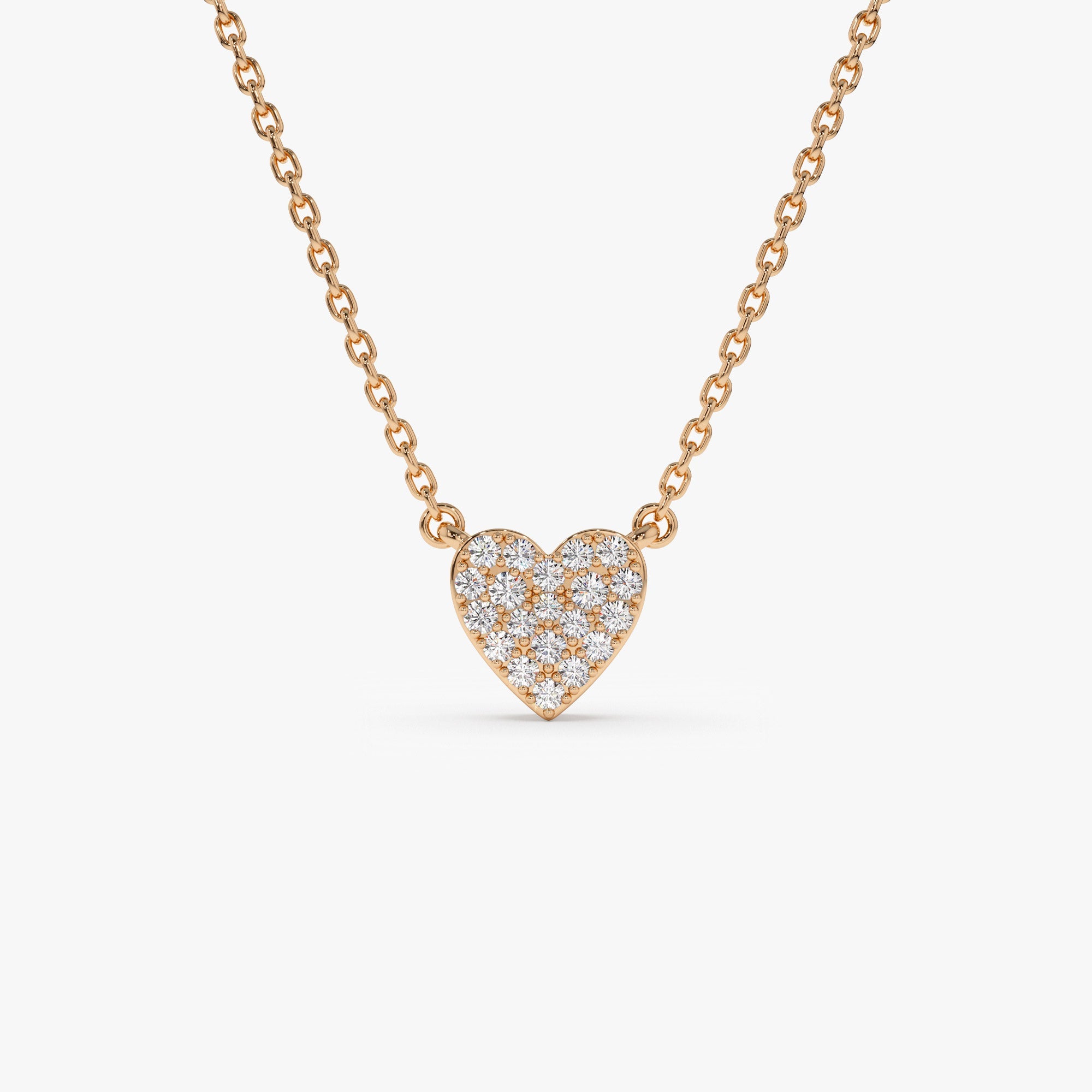 OBFJ1315 - 14k Gold Mini Heart Diamond Necklace 7