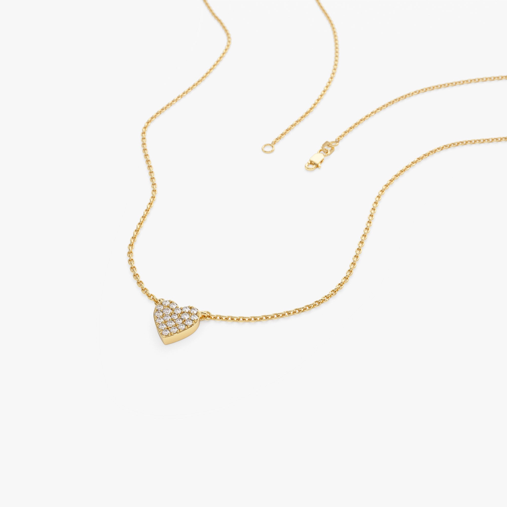 OBFJ1315 - 14k Gold Mini Heart Diamond Necklace 9