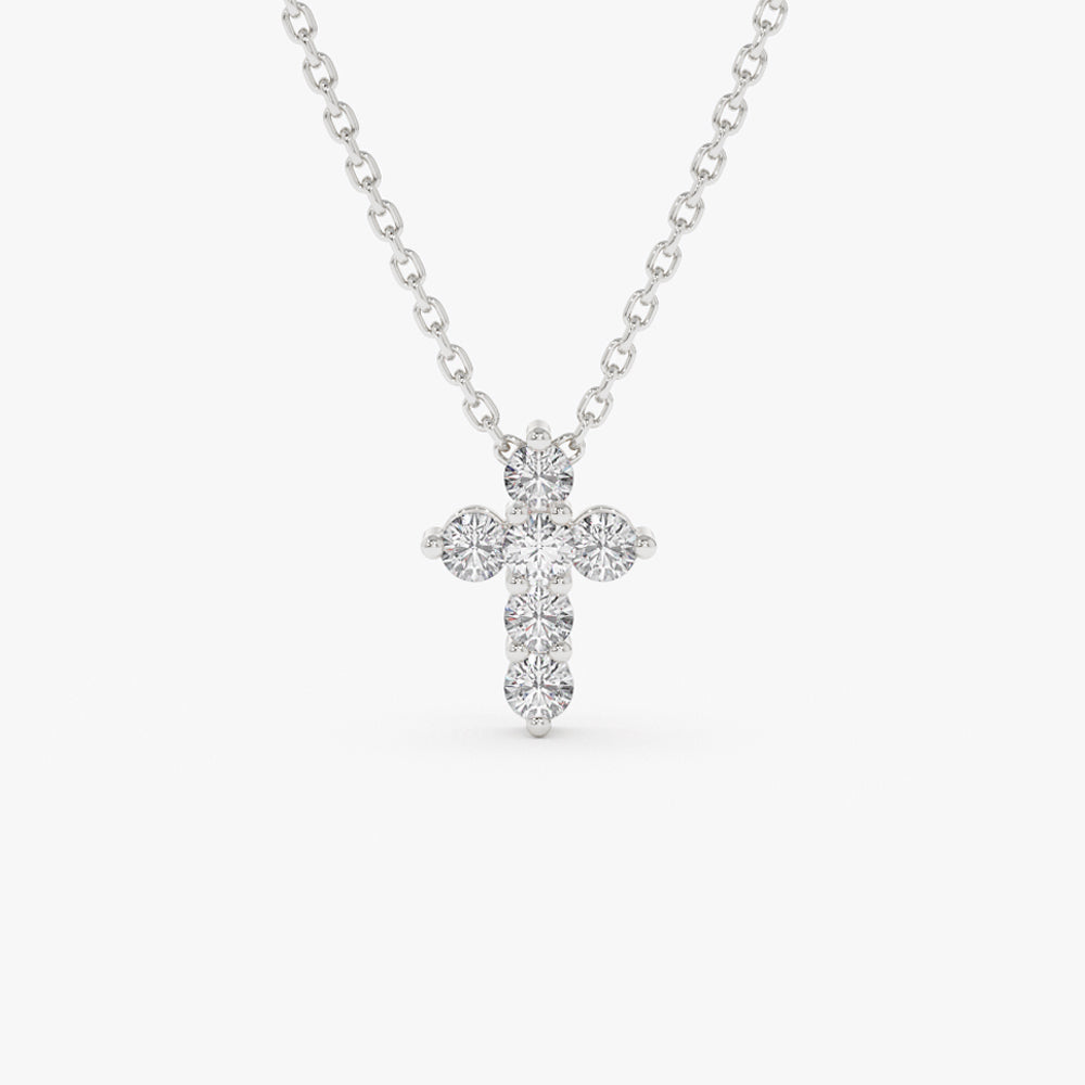 OBFJ2162 - Large Diamond Cross necklace in selectable metal and diamond options - Roselle Jewelry view 7