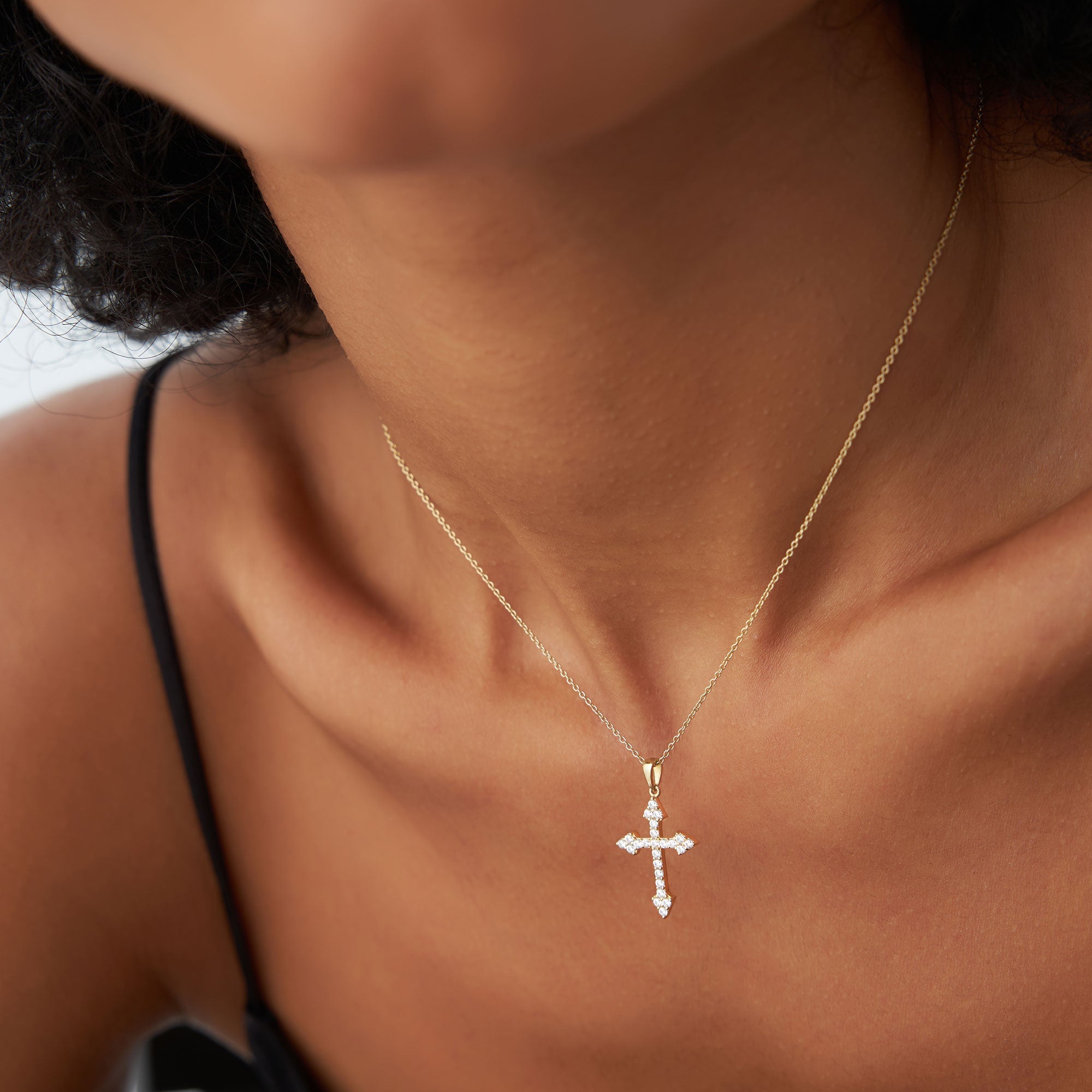 OBFJ1334 - 14k Diamond Cross Charm 0.45 ctw 3