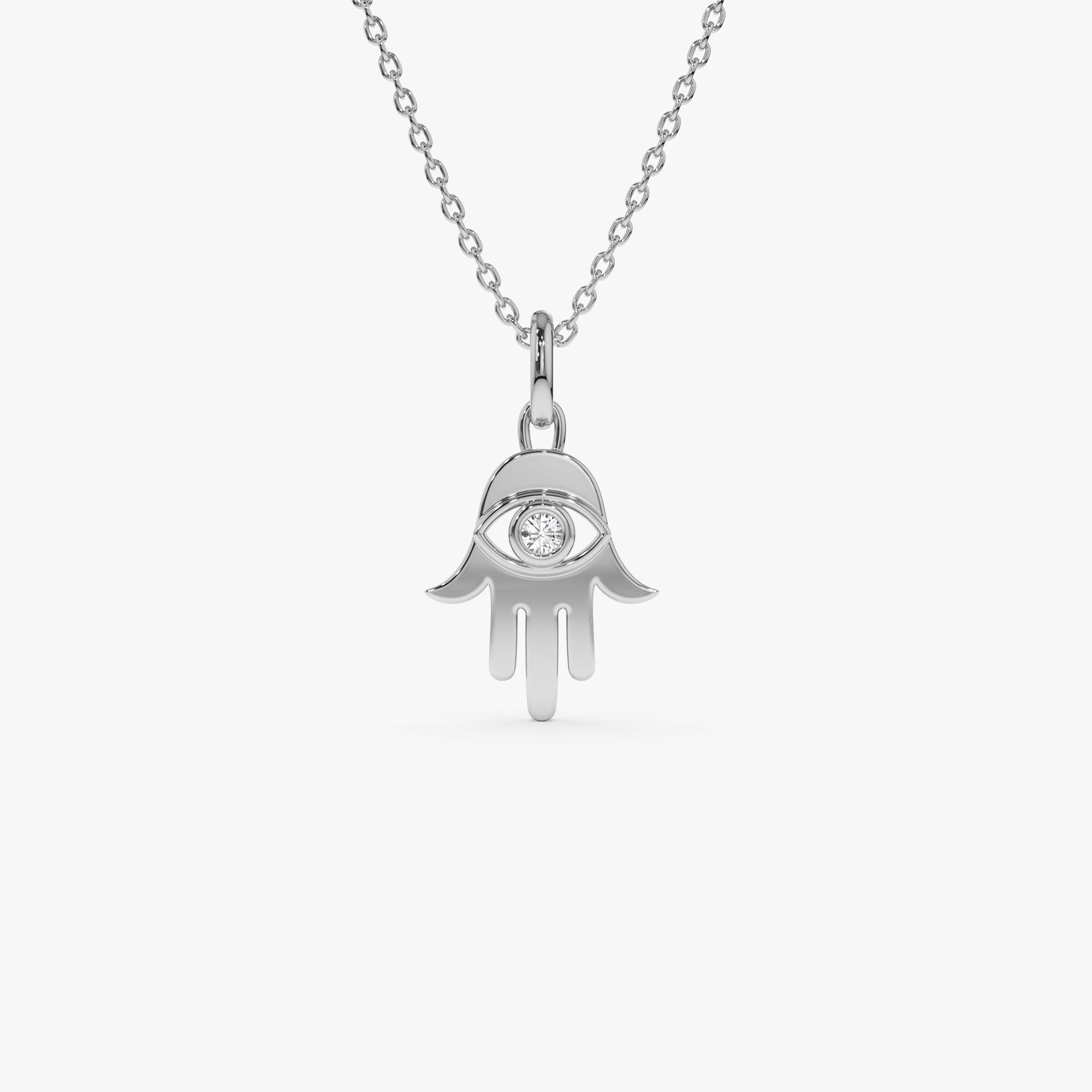 OBFJ1263 - 14k Diamond Hamsa Hand Protection Necklace 4