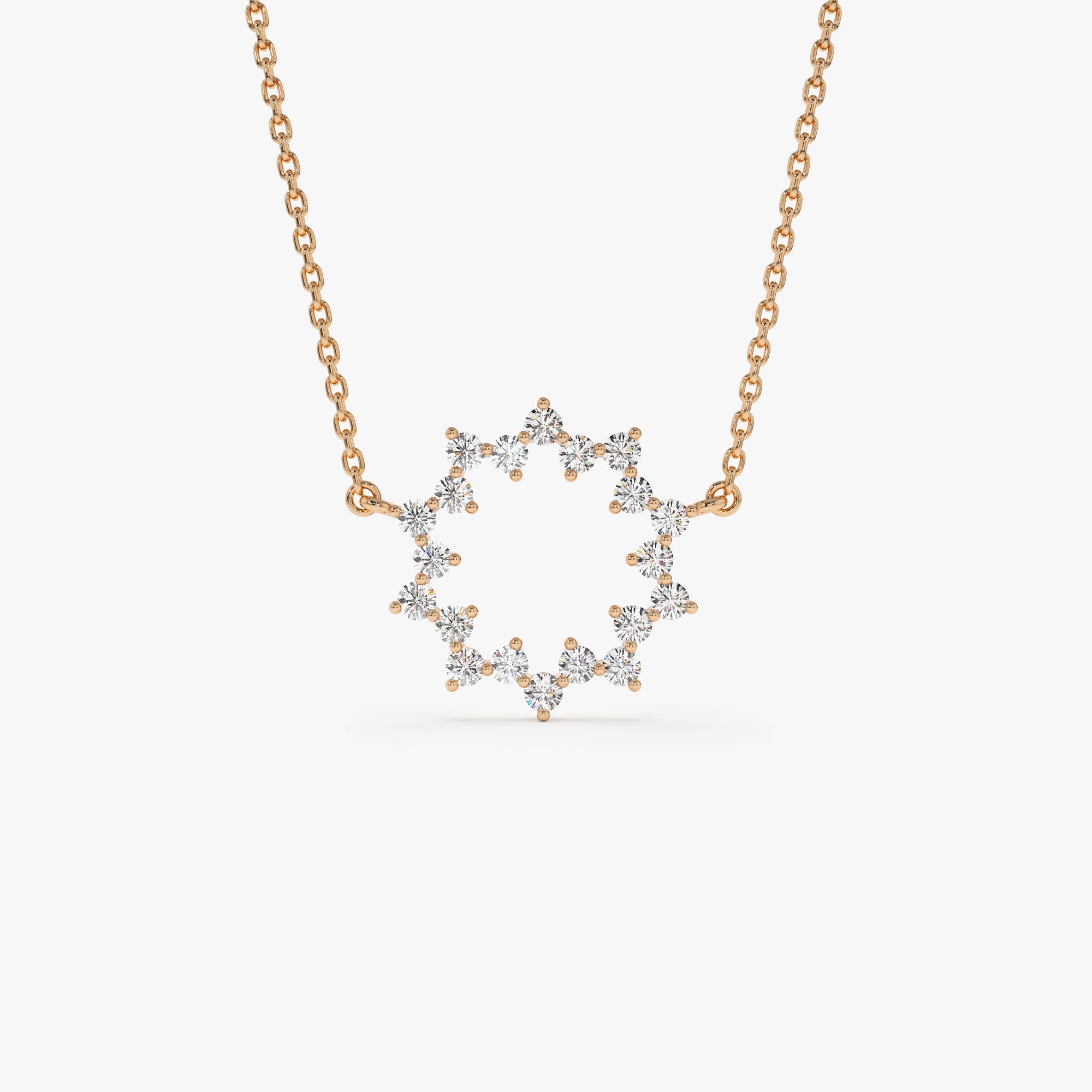 OBFJ1262 - 14k Diamond Sun Circle Necklace 6