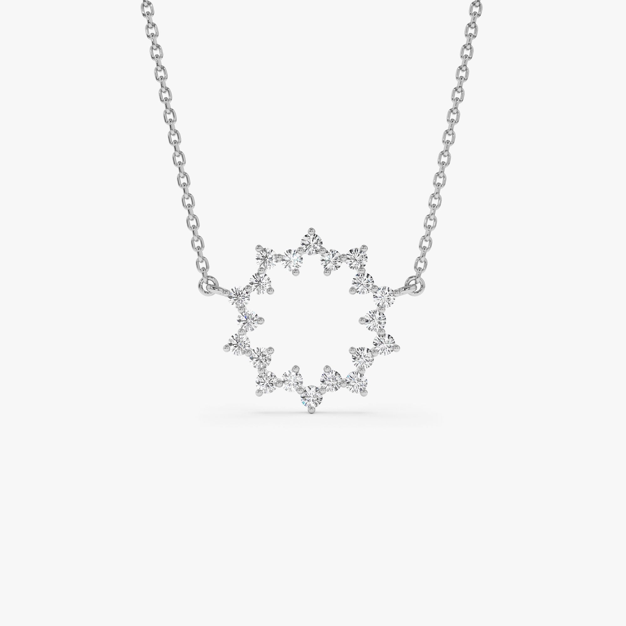 OBFJ1262 - 14k Diamond Sun Circle Necklace 7