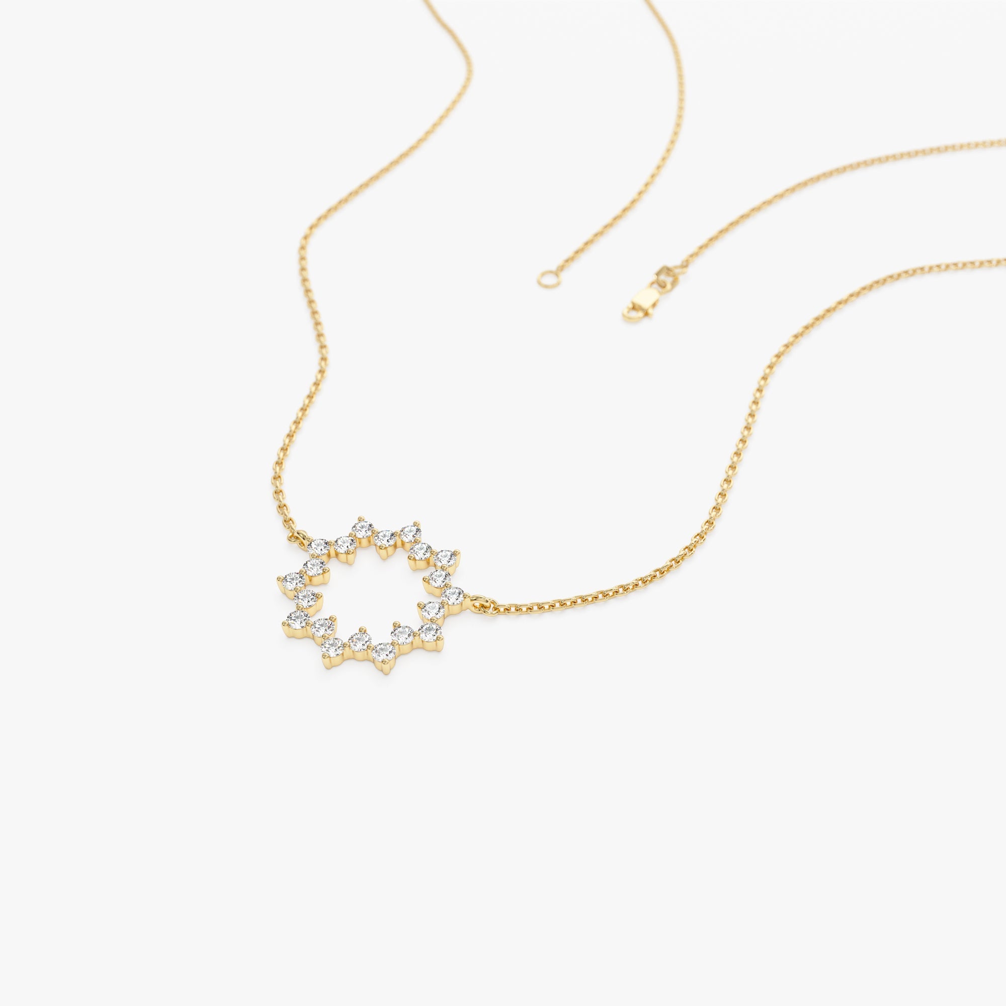 OBFJ1262 - 14k Diamond Sun Circle Necklace 8