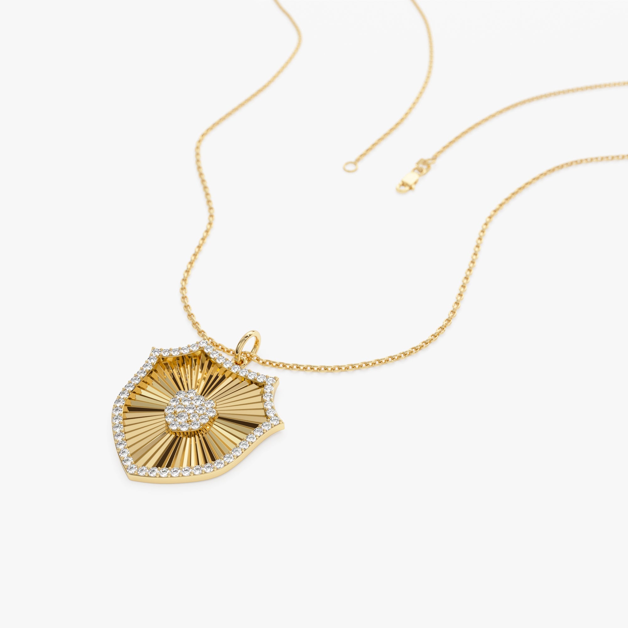 OBFJ1258 - 14k Diamond Shield Medallion Pendant 9