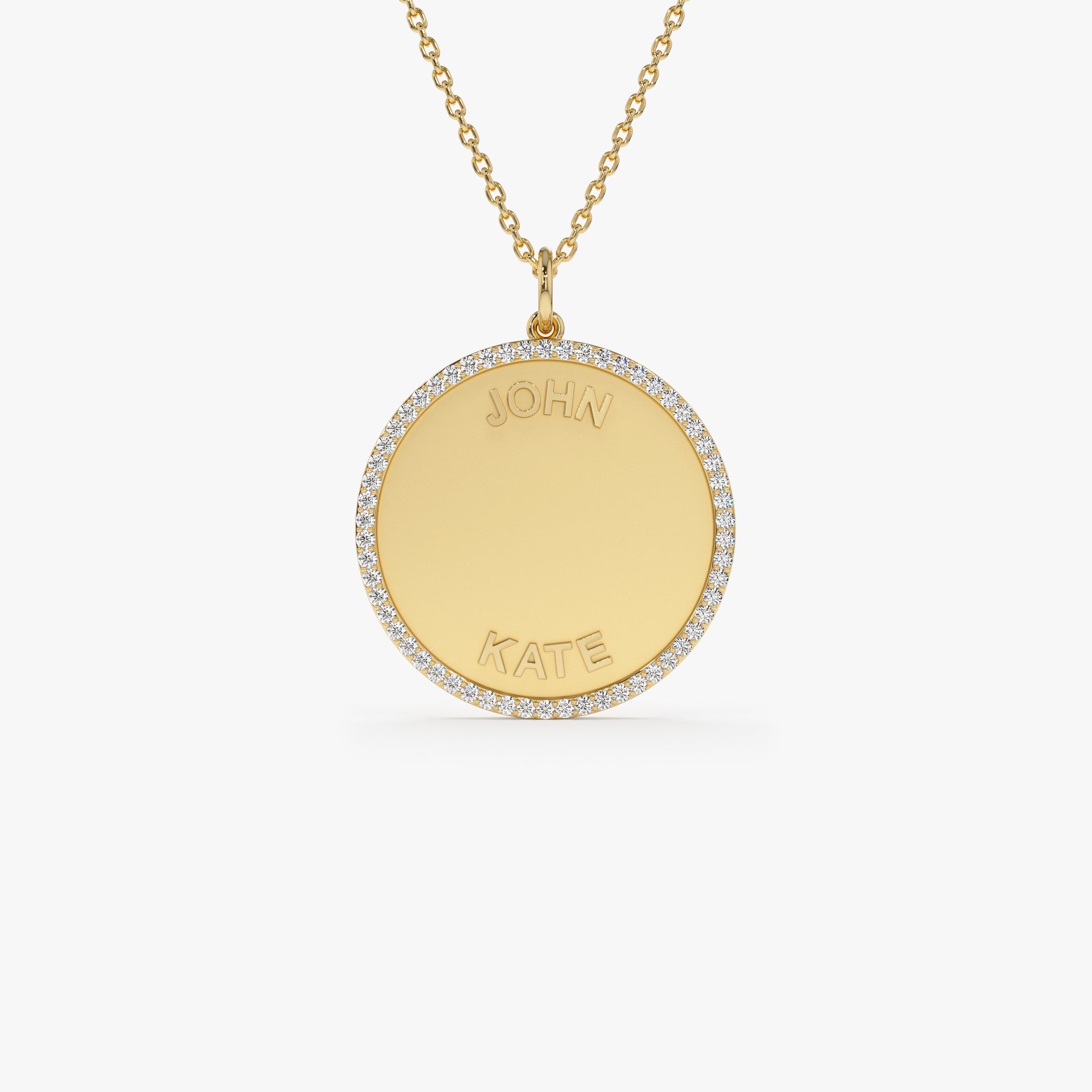 OBFJ1084 - 14k Personalized Diamond Medallion Necklace 1