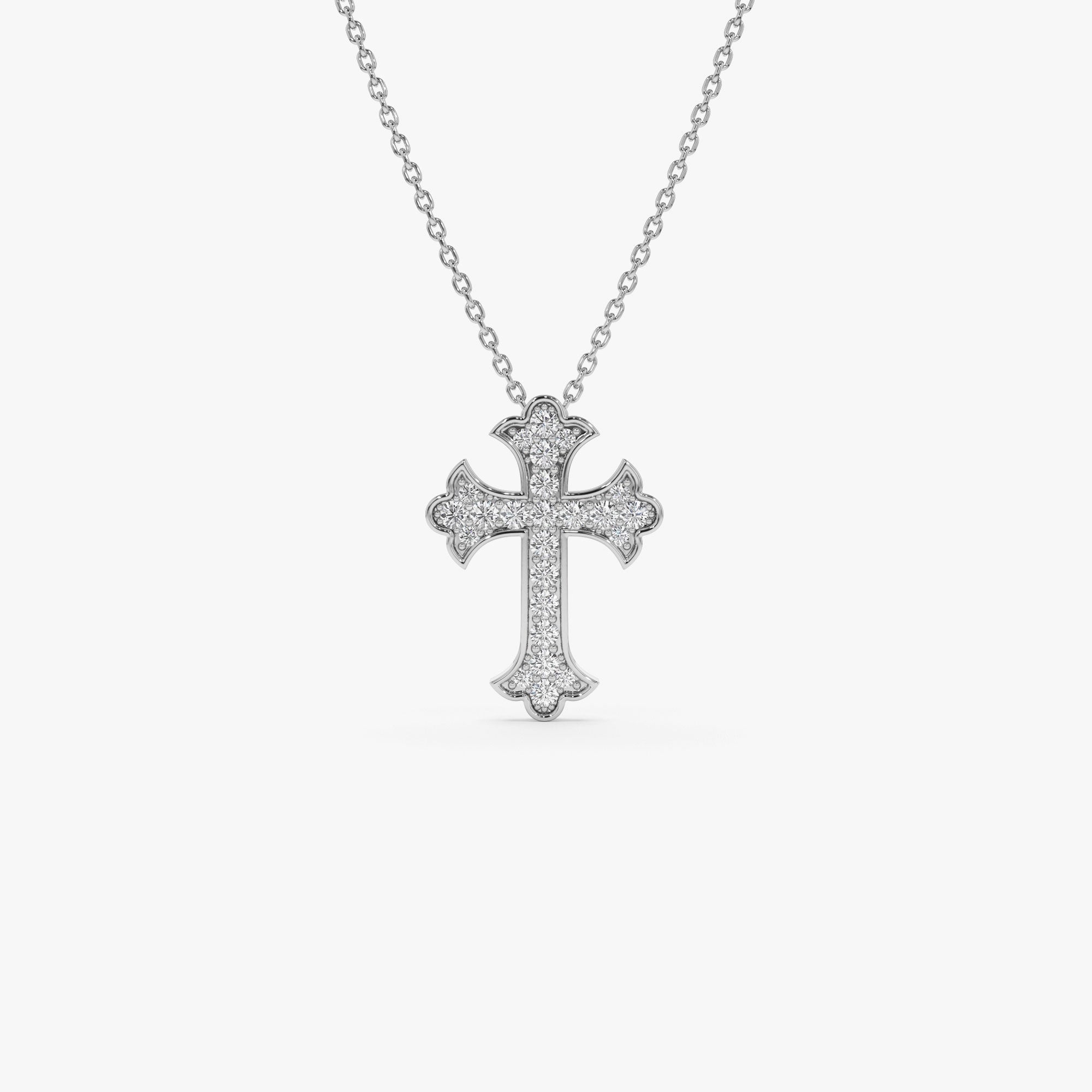 OBFJ1134 - 14k Pave Setting Gothic Diamond Cross 7