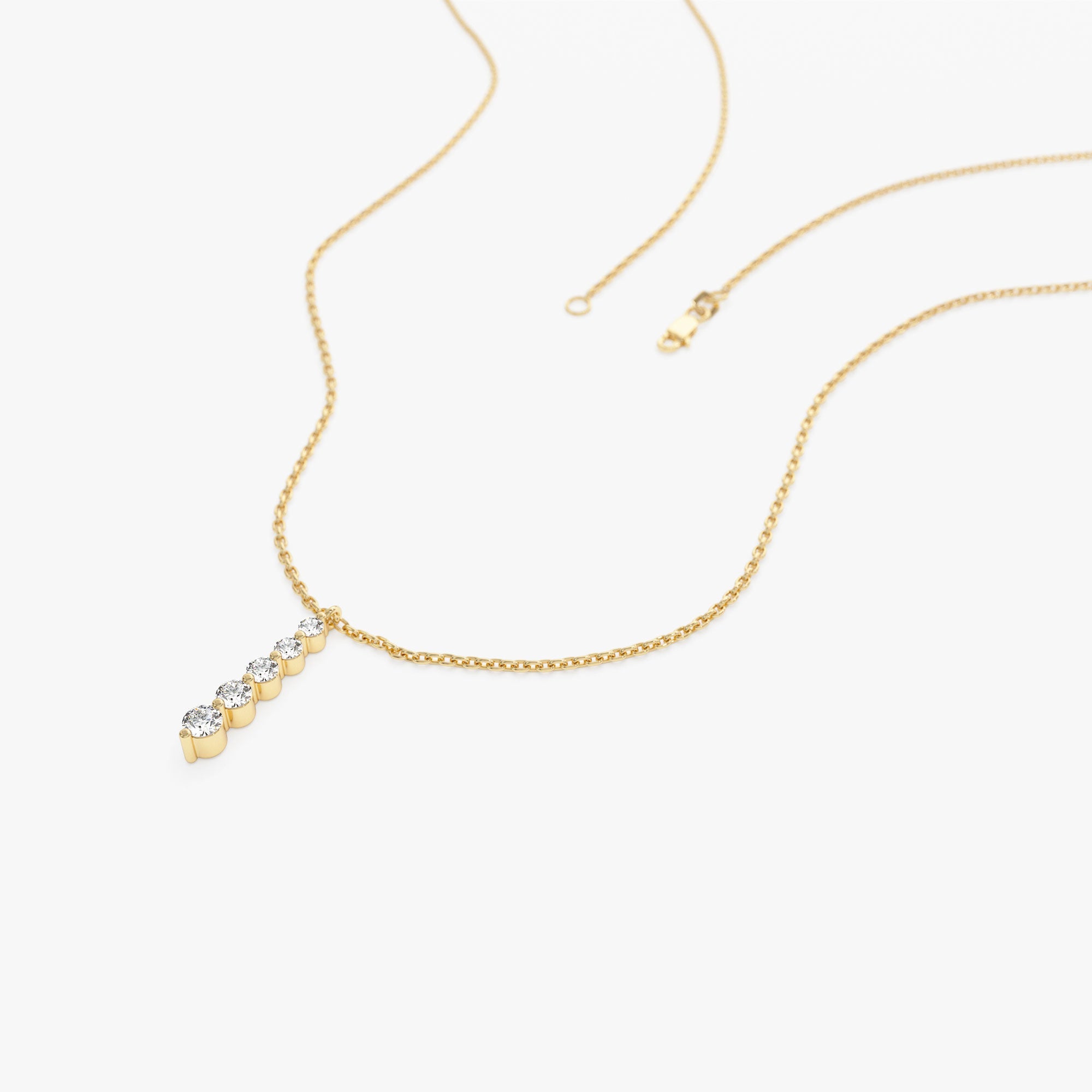 OBFJ1312 - 14k Gold Diamond Bar Necklace 7