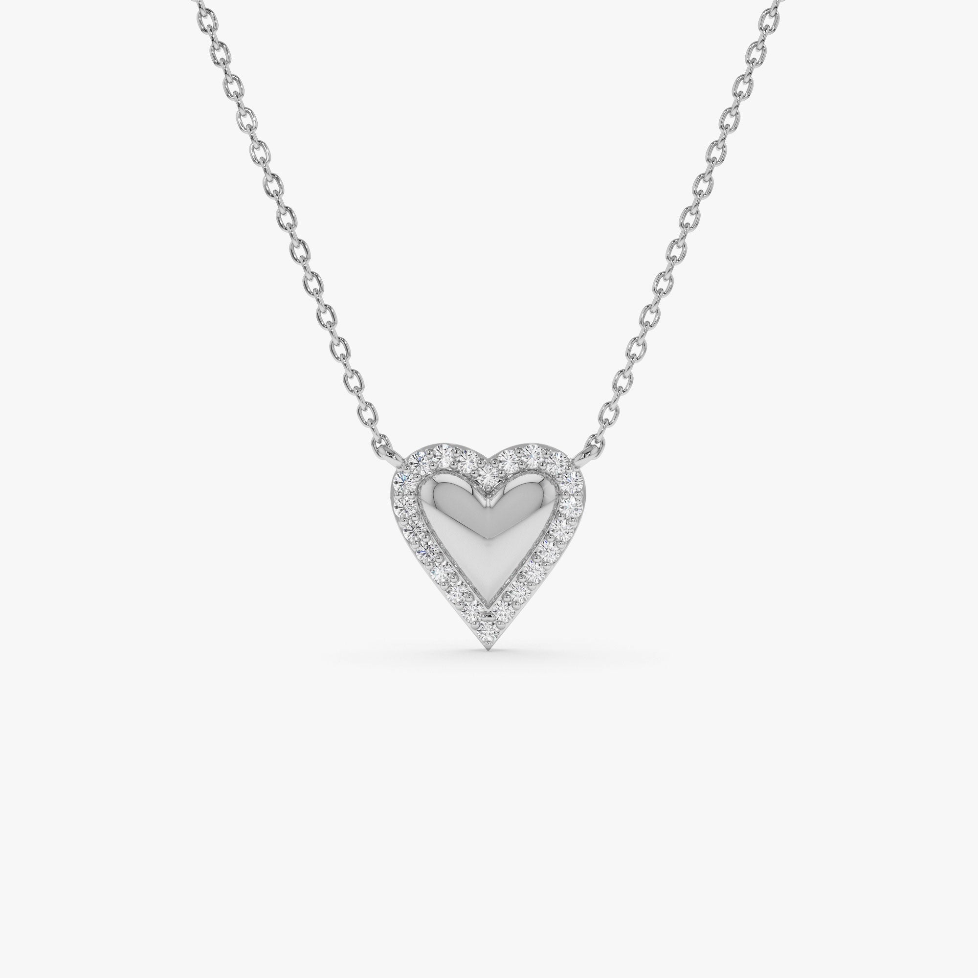 OBFJ1241 - 14K Diamond Puffed Heart Love Necklace 6