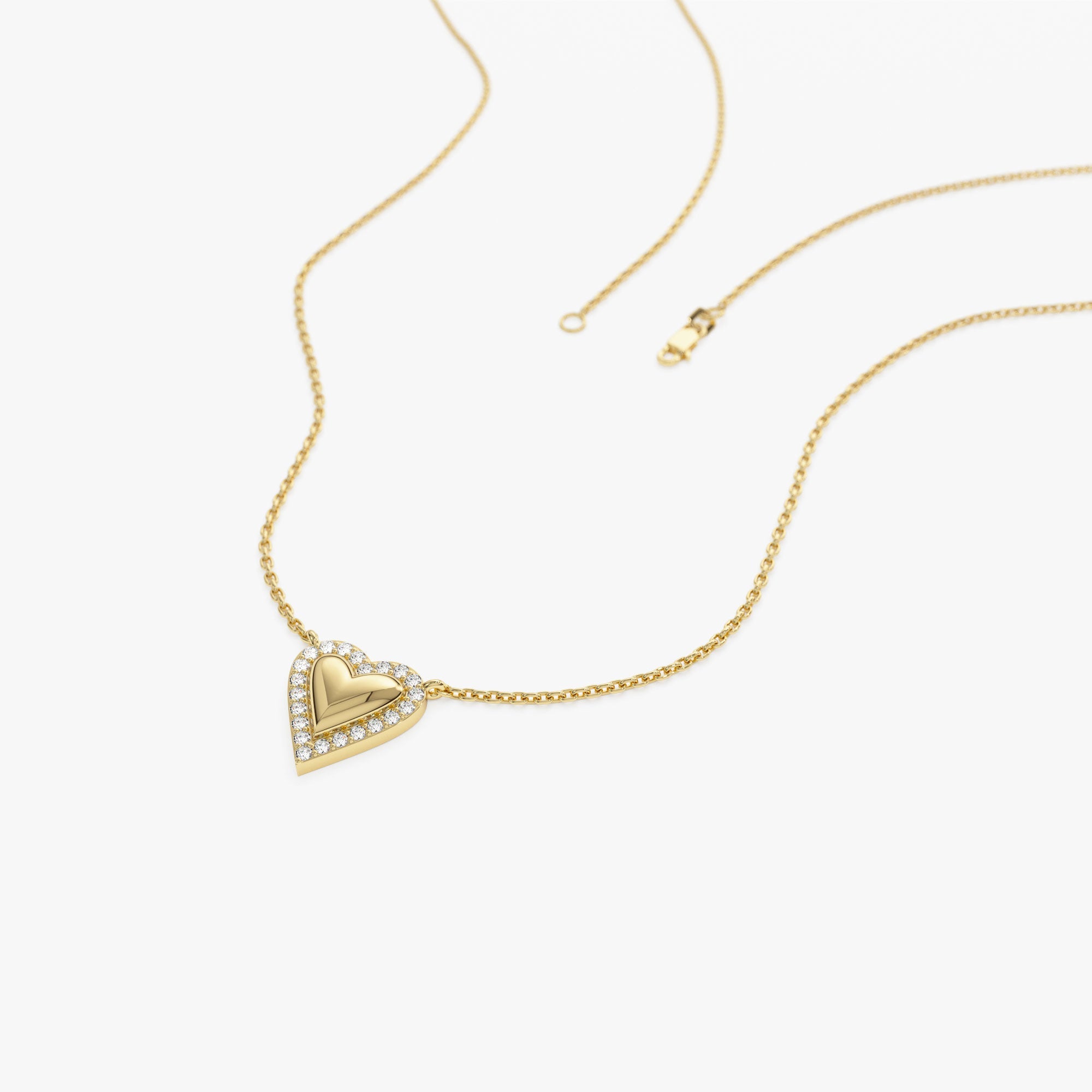 OBFJ1241 - 14K Diamond Puffed Heart Love Necklace 7