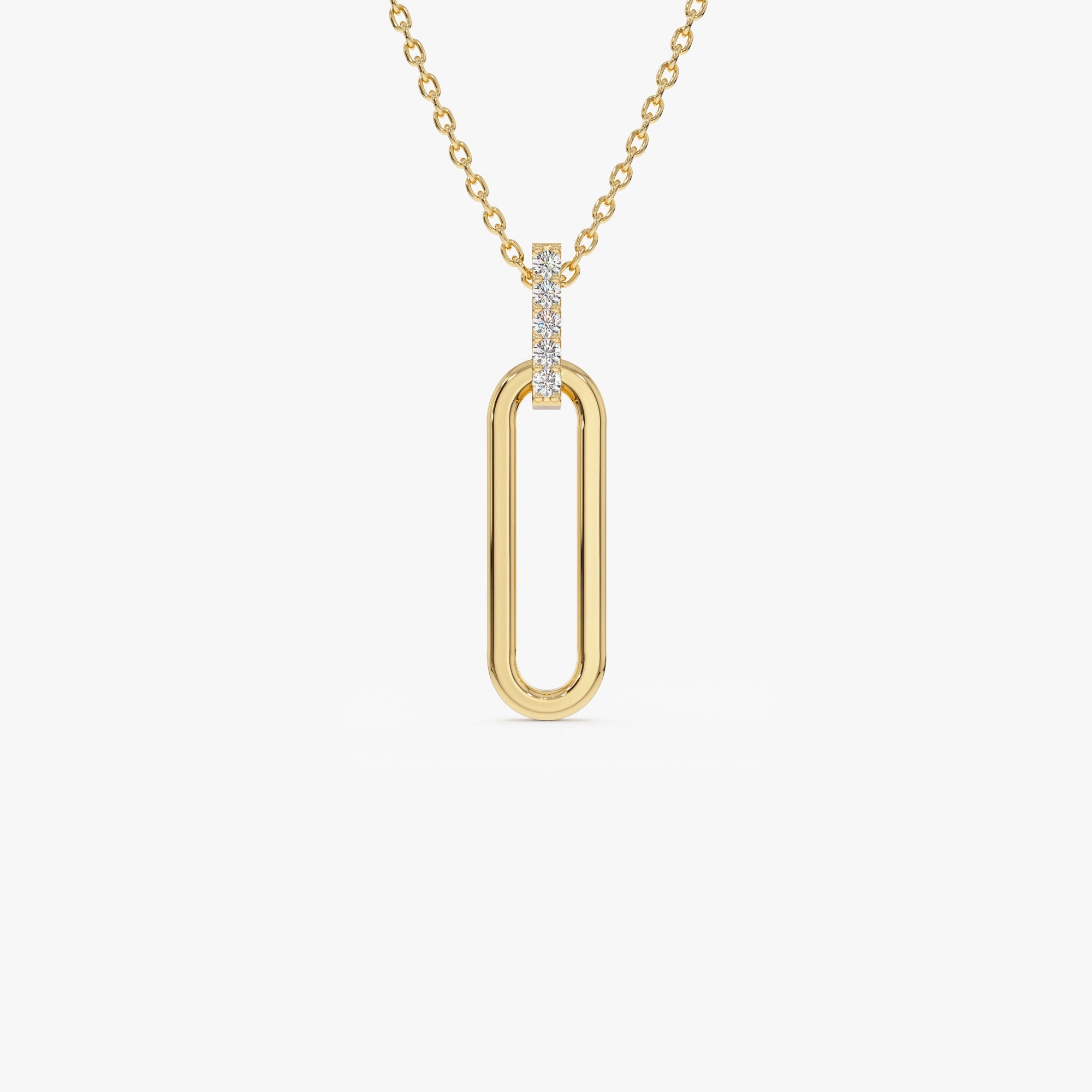 OBFJ1233 - 14k Gold Paper Clip Link Pendant Necklace 1
