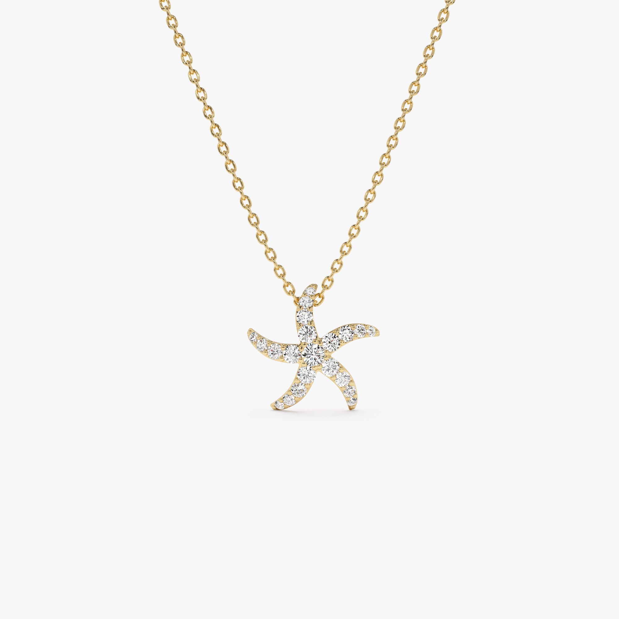 OBFJ1291 - 14k Gold Diamond Starfish Charm Pendant 1