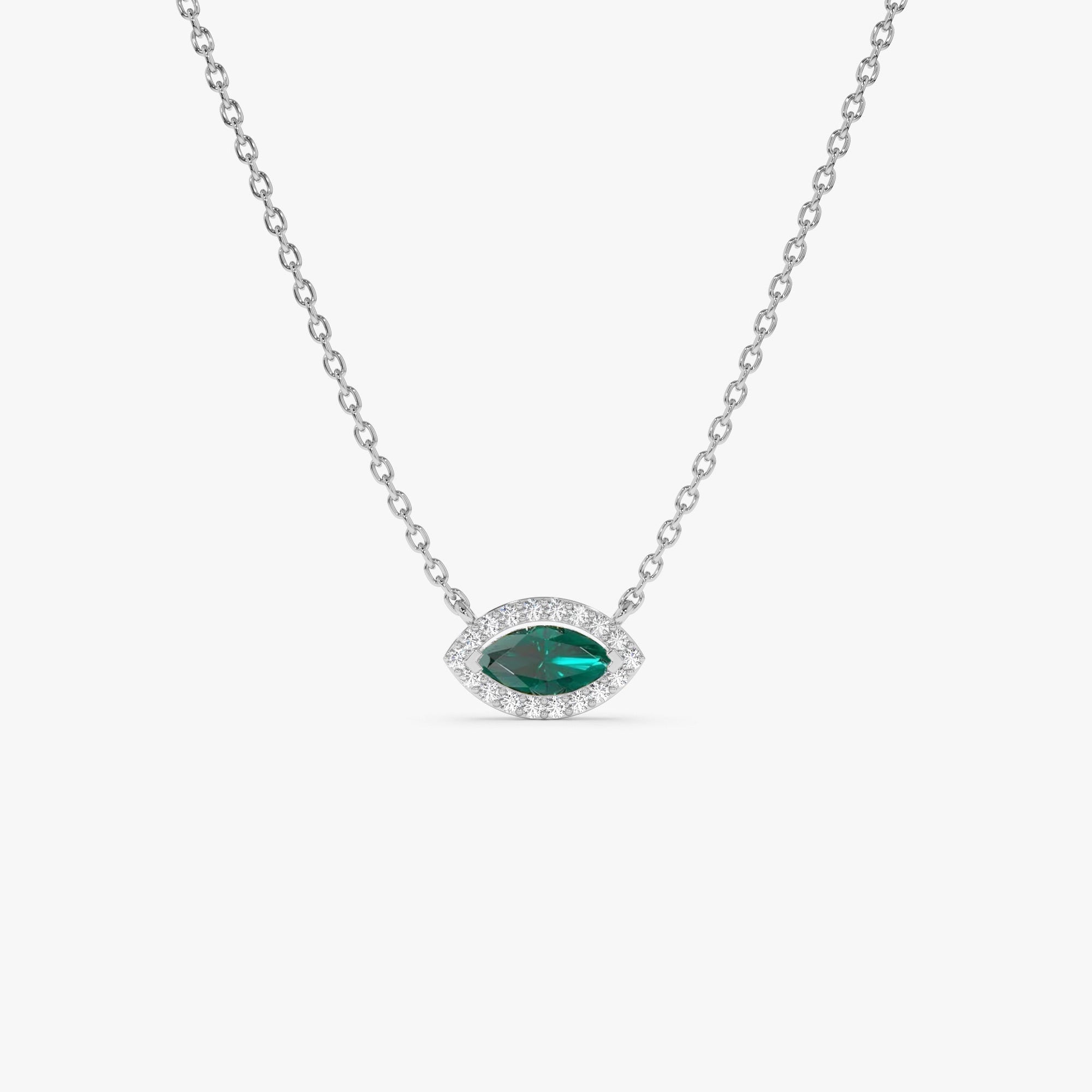 OBFJ1205 - 14k Marquise Emerald with Halo Diamond Setting 5