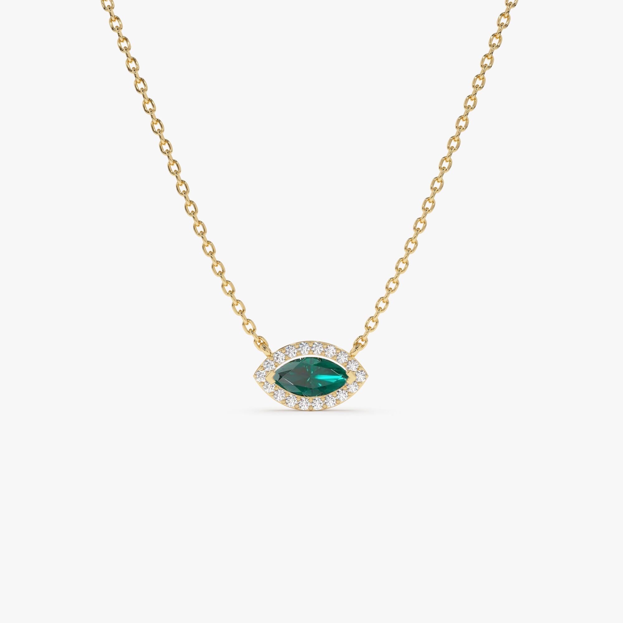 OBFJ1205 - 14k Marquise Emerald with Halo Diamond Setting 1