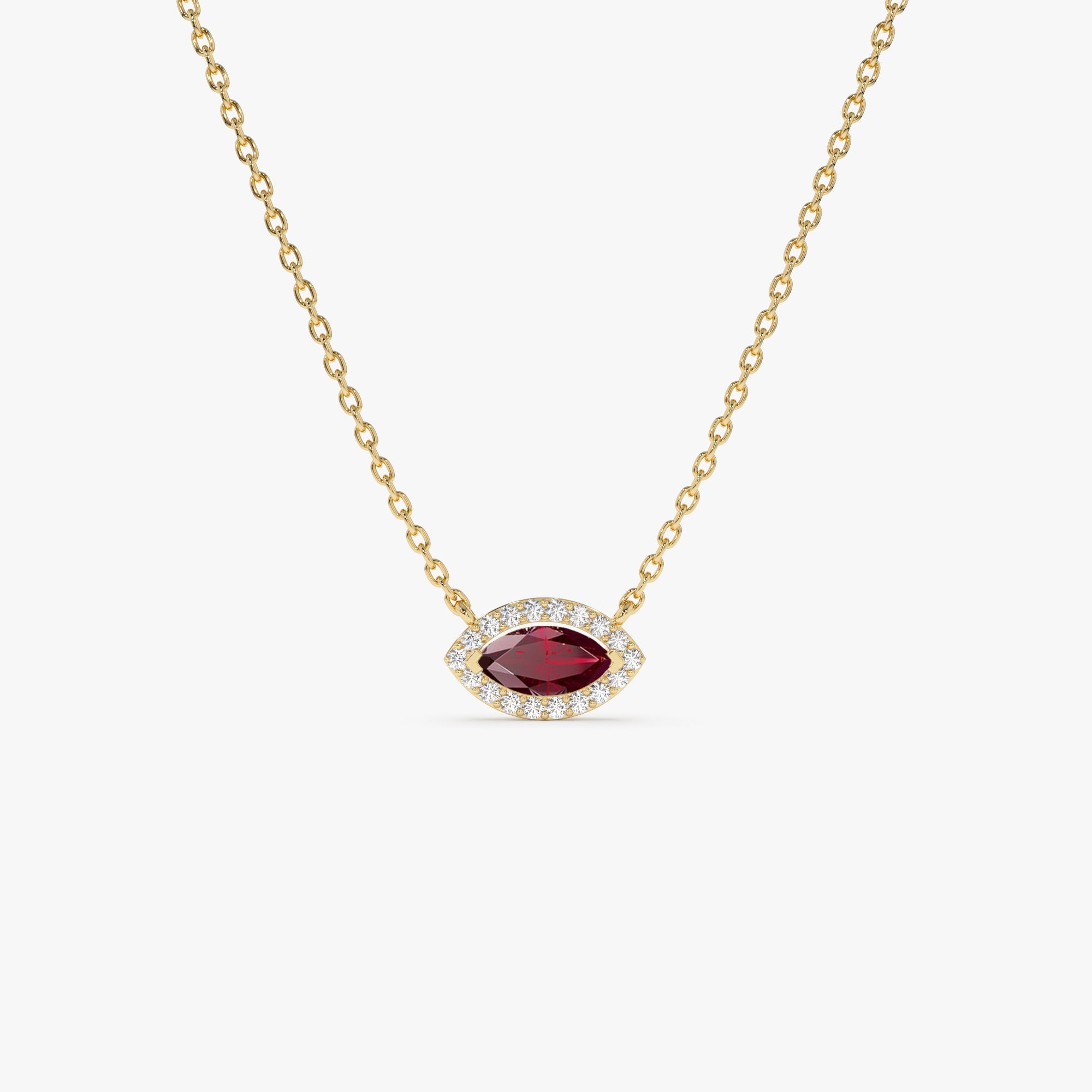OBFJ1204 - 14k Marquise Ruby with Halo Diamond Setting 1