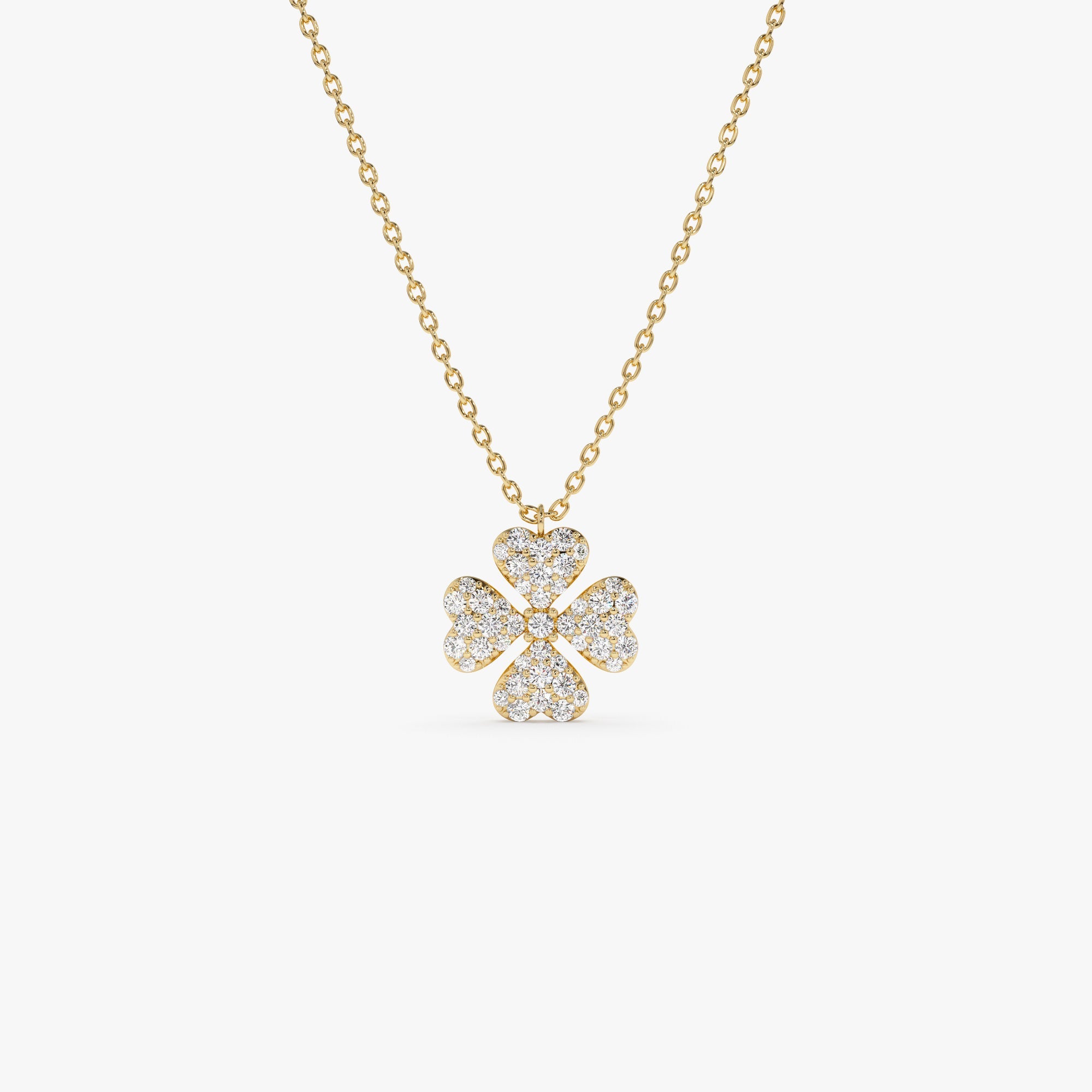 OBFJ0924 - 14K Gold Diamond Clover Necklace 1