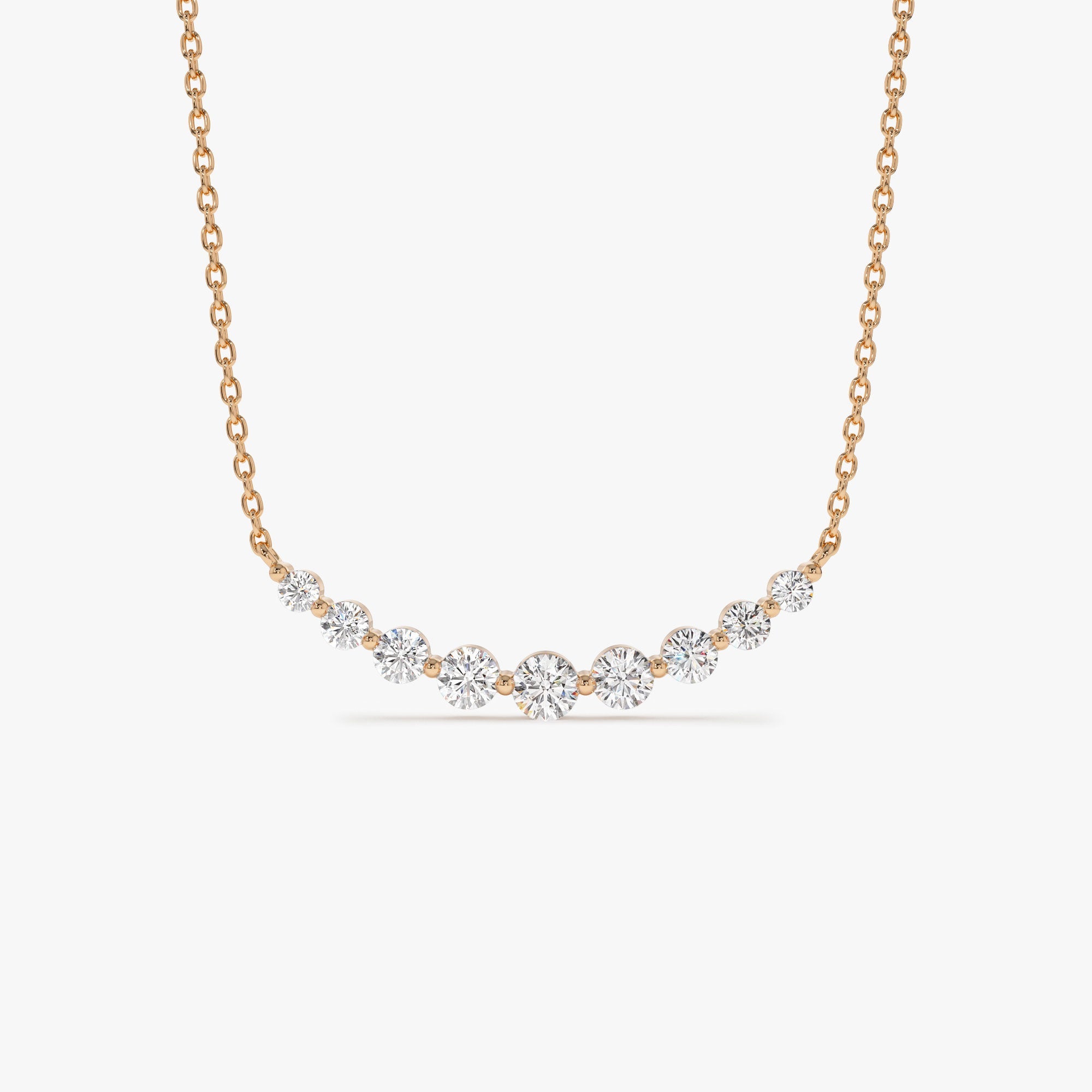 OBFJ1113 - 14K Shared Prong Curved Diamond Necklace 6