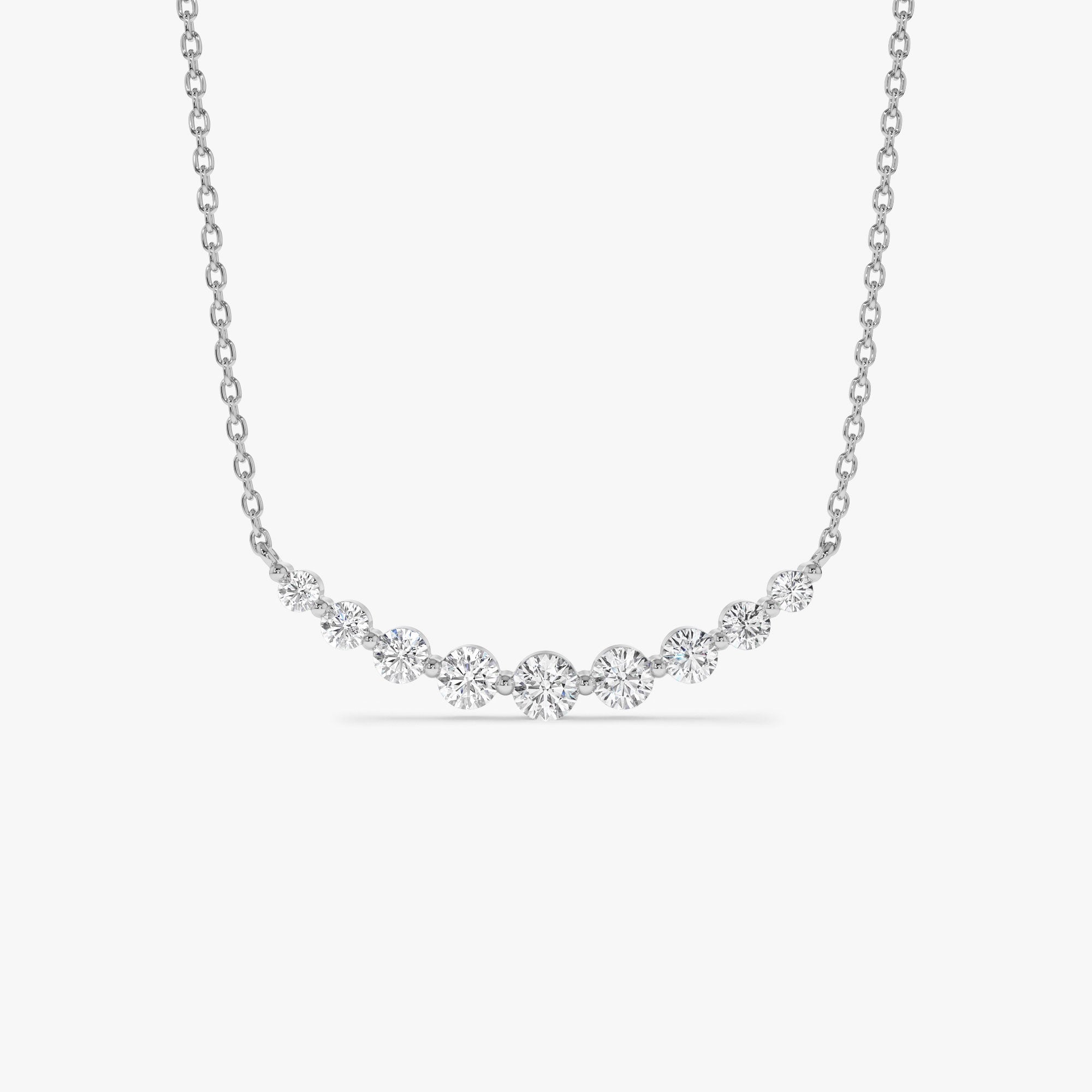 OBFJ1113 - 14K Shared Prong Curved Diamond Necklace 7