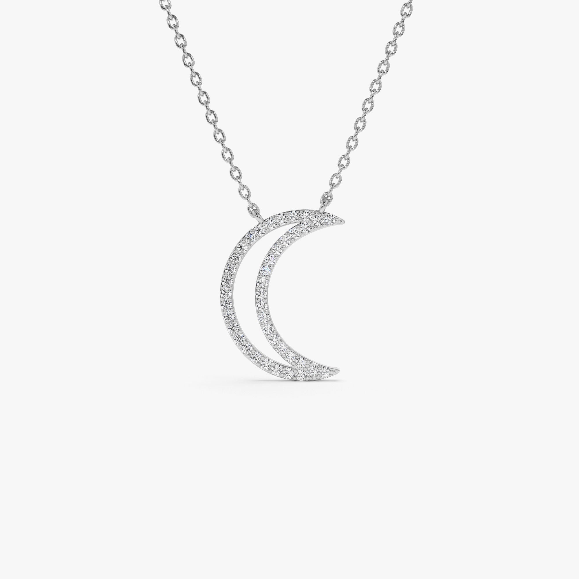 OBFJ1152 - 14K Diamond Moon Outline Necklace 6