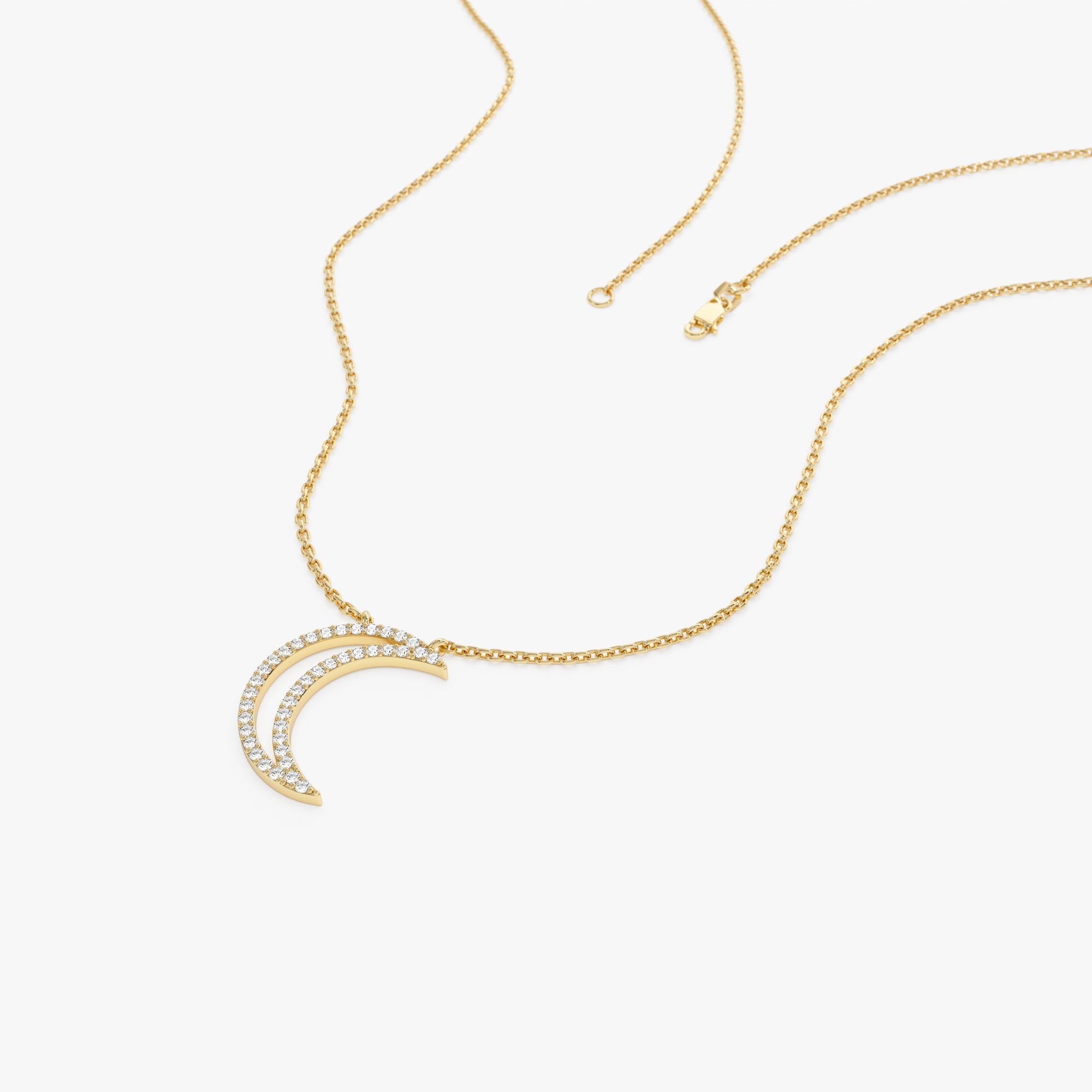 OBFJ1152 - 14K Diamond Moon Outline Necklace 7