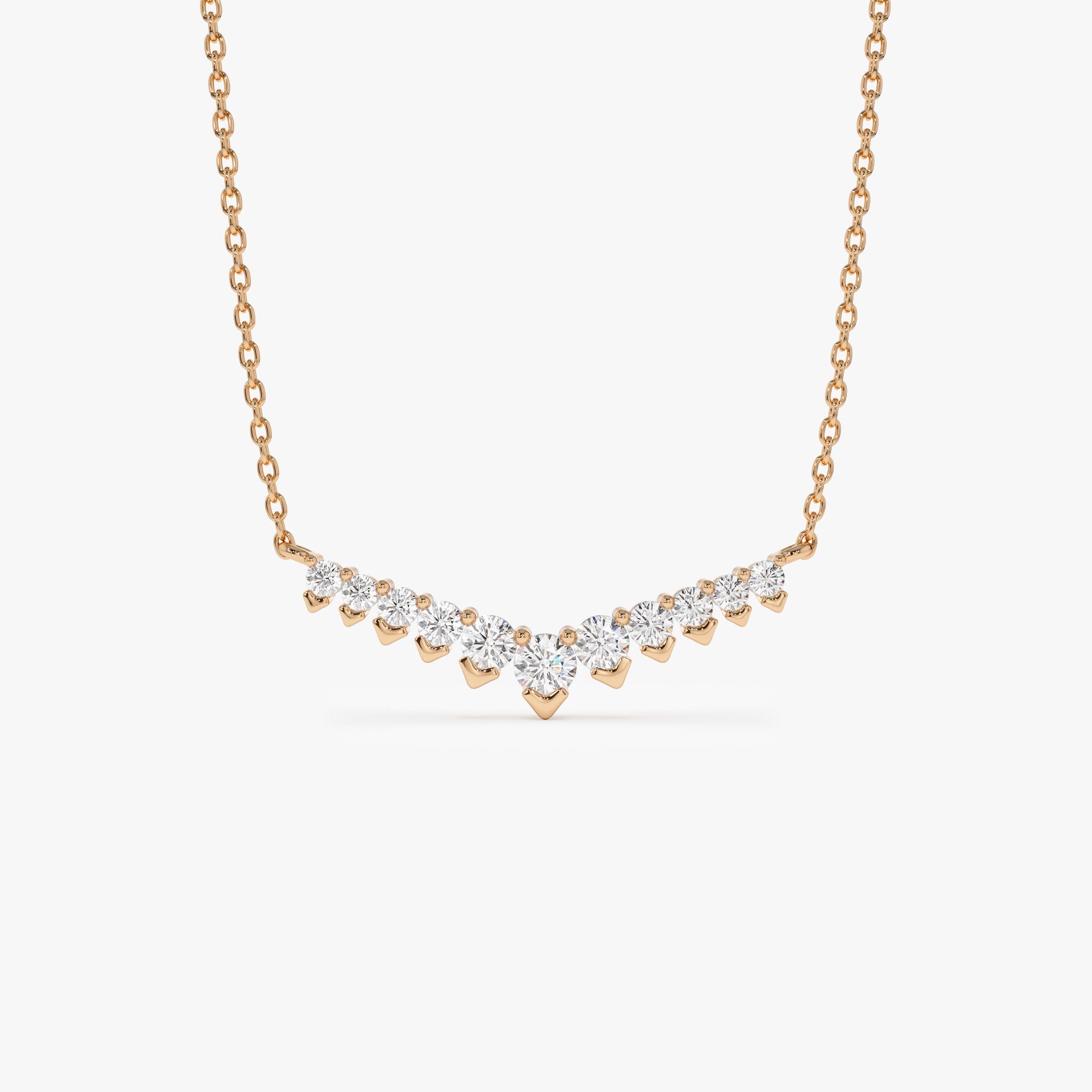 OBFJ1131 - 14k V Prong Chevron Diamond Necklace 6