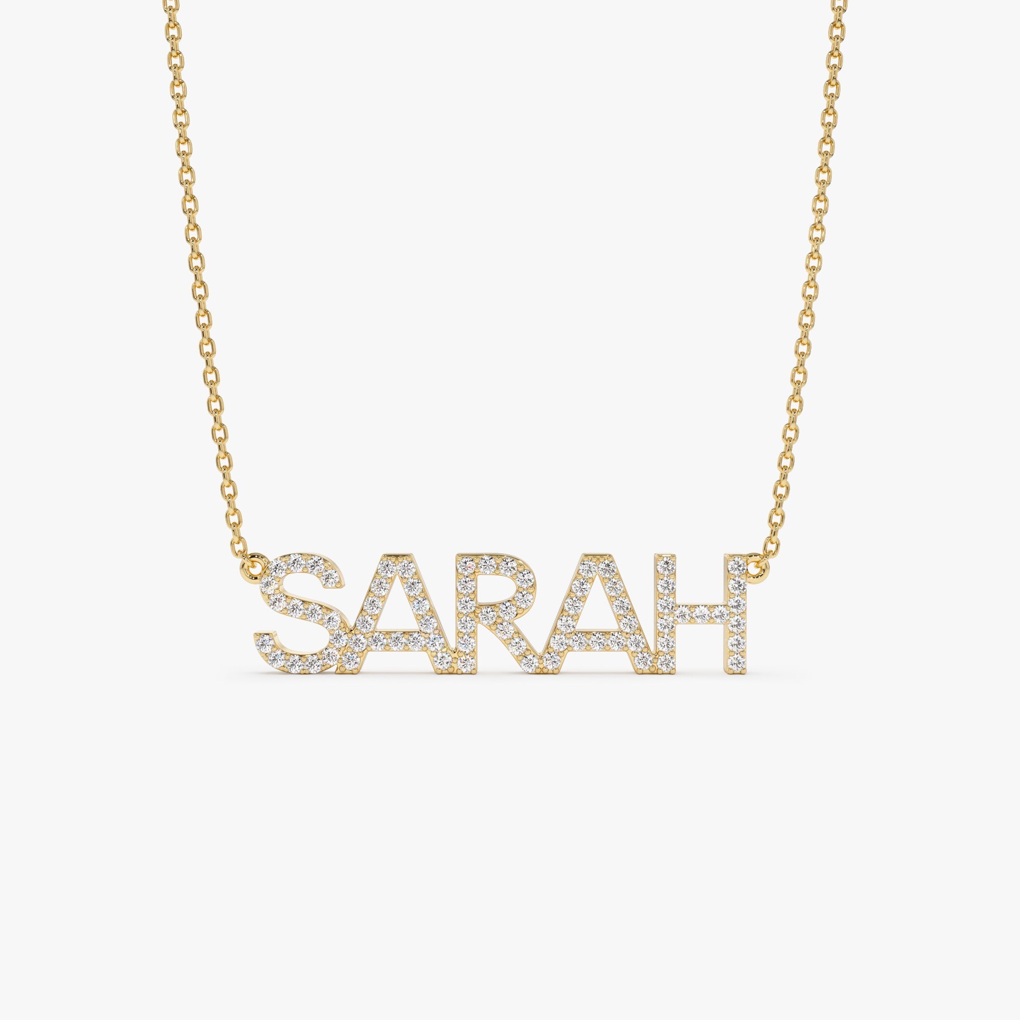 OBFJ0995 - 14K Dainty Layering Diamond Name Necklace 1